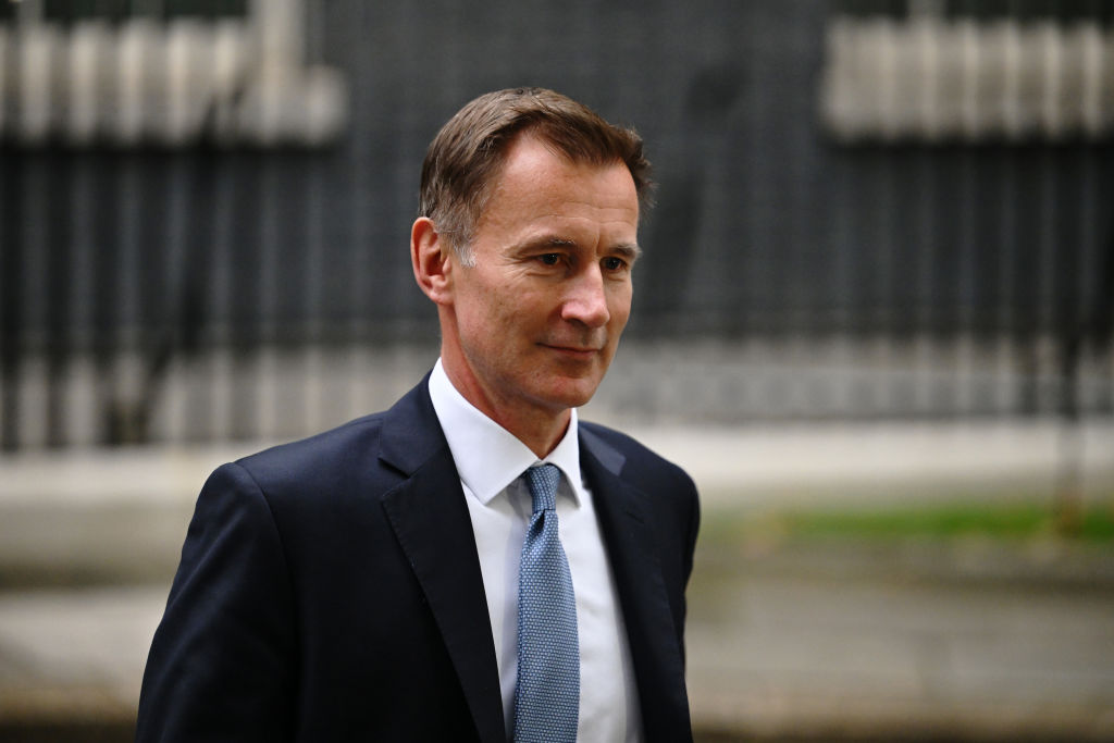 New UK Chancellor Jeremy Hunt leaves 10 Downing Street on Oct. 14, 2022 in London.