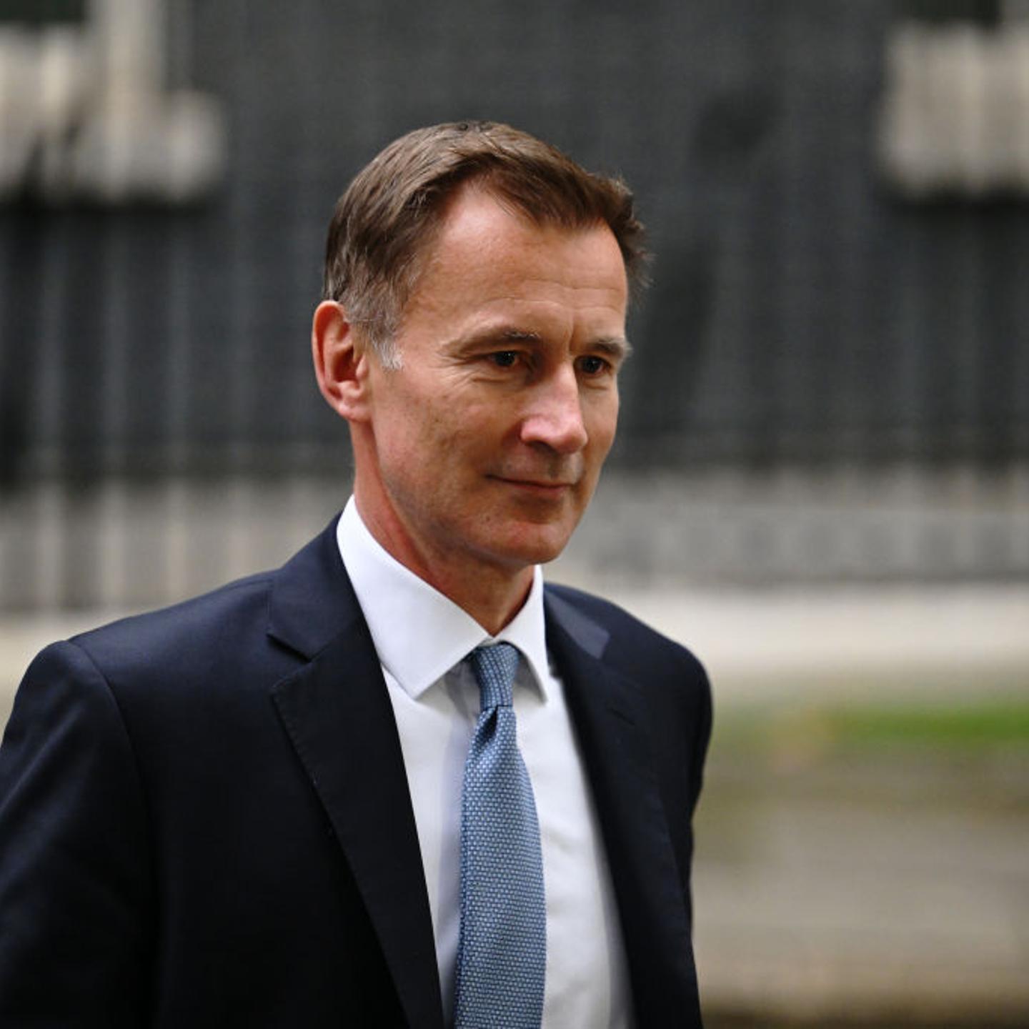 New UK Chancellor Jeremy Hunt leaves 10 Downing Street on Oct. 14, 2022 in London.
