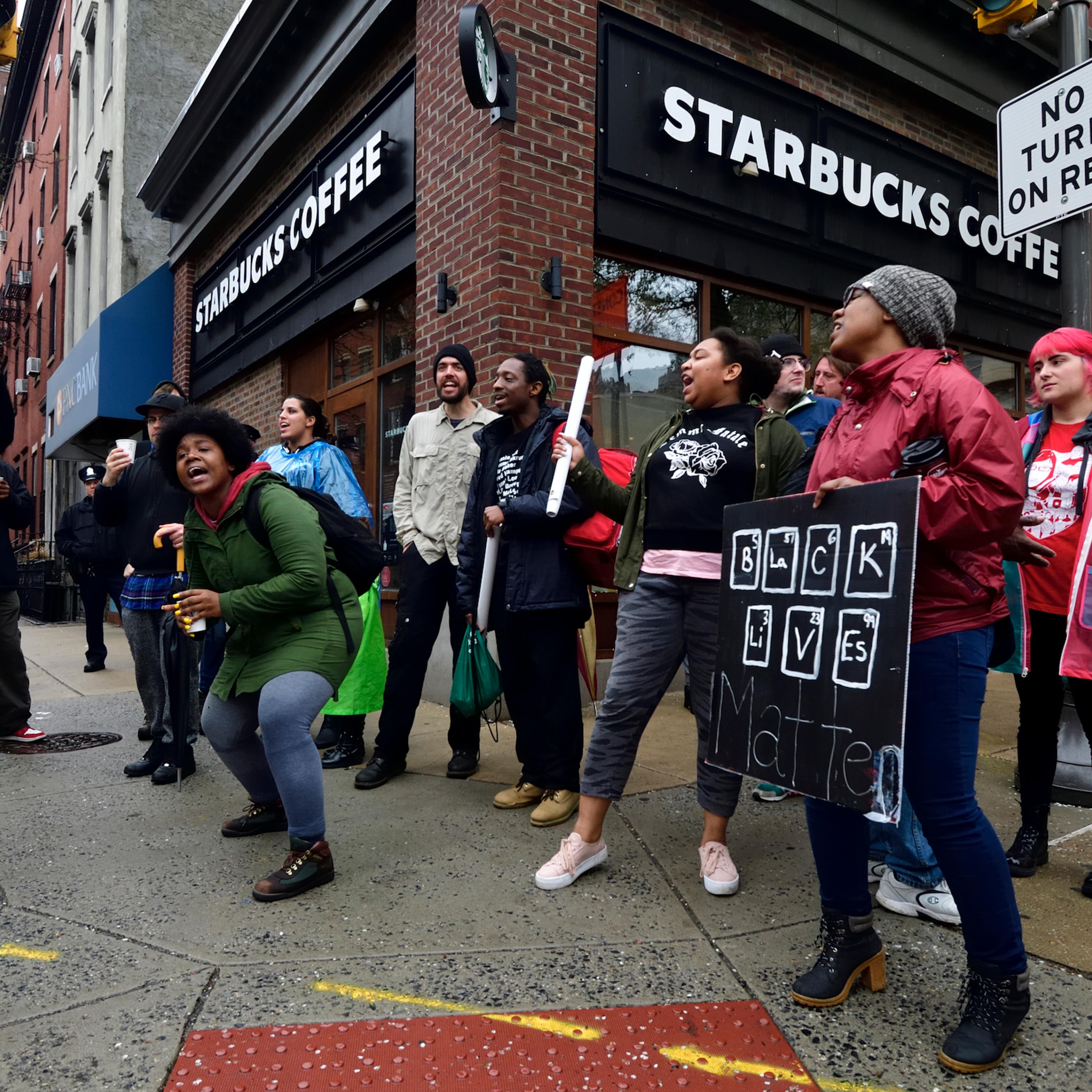 Ongoing Anti-Racism Protest at Starbucks in Philadelphia, PA