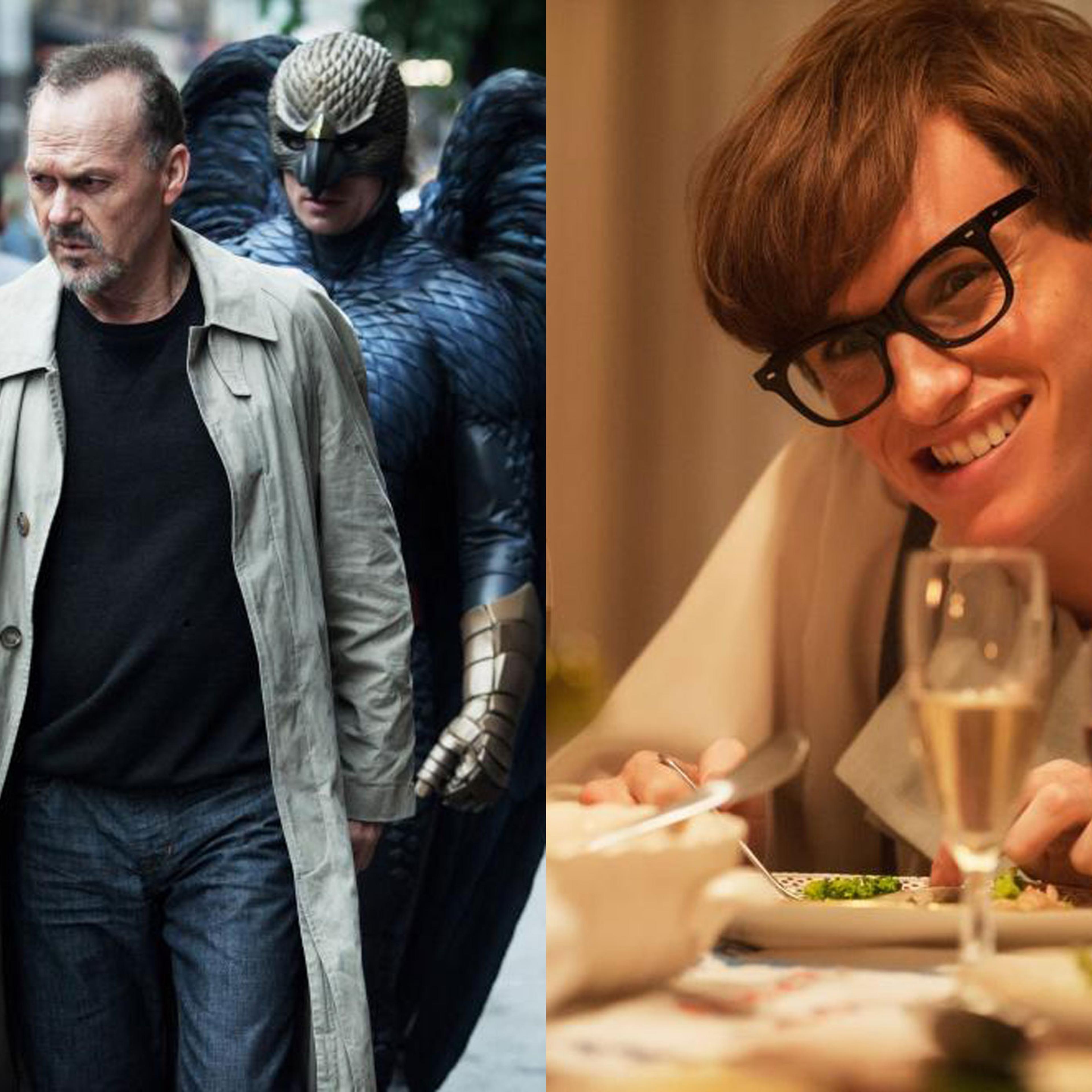 From left: Michael Keaton in <i>Birdman</i>; Eddie Redmayne in <i>The Theory of Everything</i>