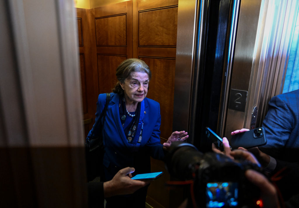 WASHINGTON, DC - FEBRUARY 14: Sen. Dianne Feinstein (D-CA) is m