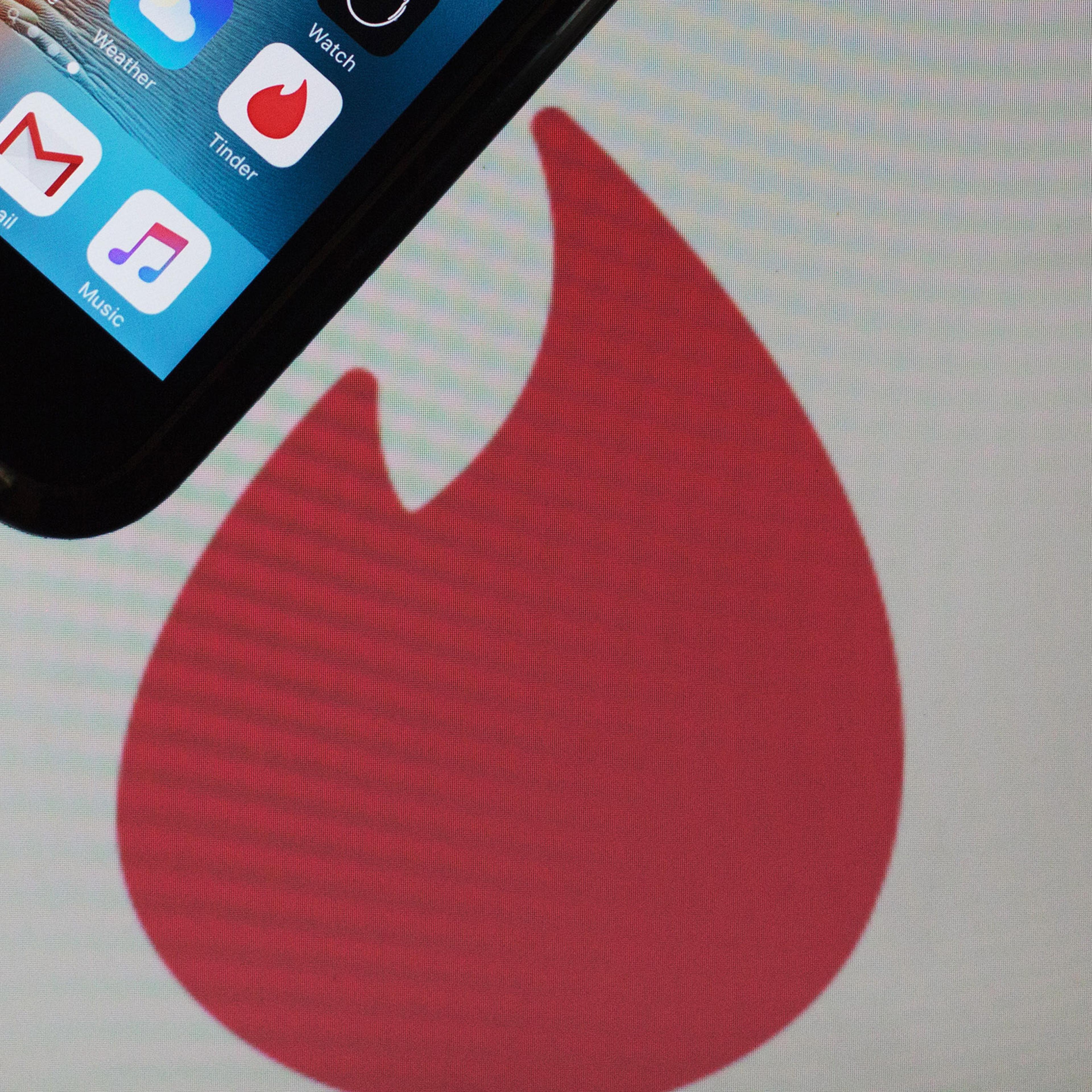 The Tinder Inc. application icon is displayed on a smartphone in New Delhi, India, on July 29, 2016.