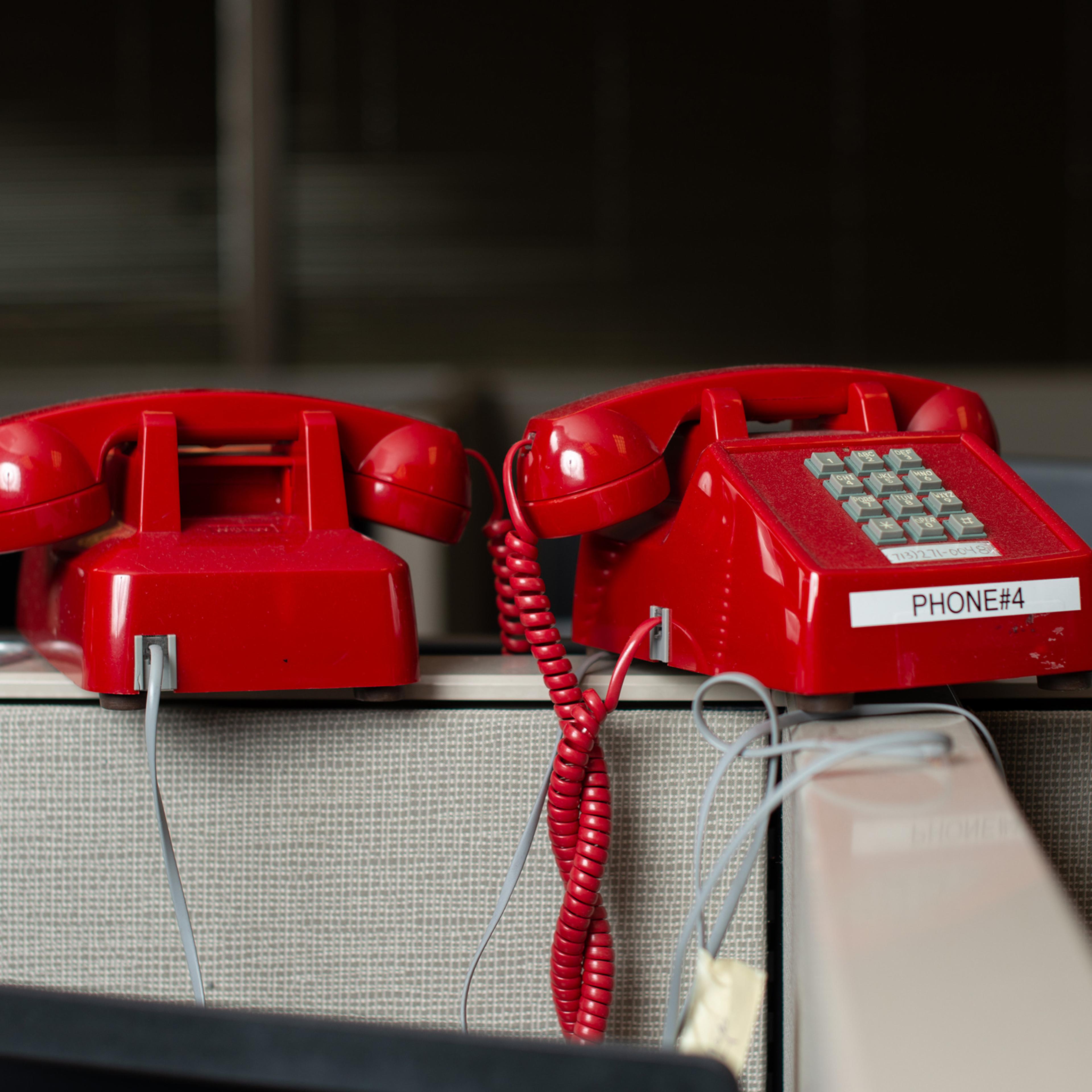 Land line telephones at the Harris Center for Mental Health in Houston, March 7, 2022. Starting in July, the National Suicide Prevention Lifeline will have its own three-digit number, 988, and operators who will not only counsel callers but eventually be equipped to dispatch specially trained responders.