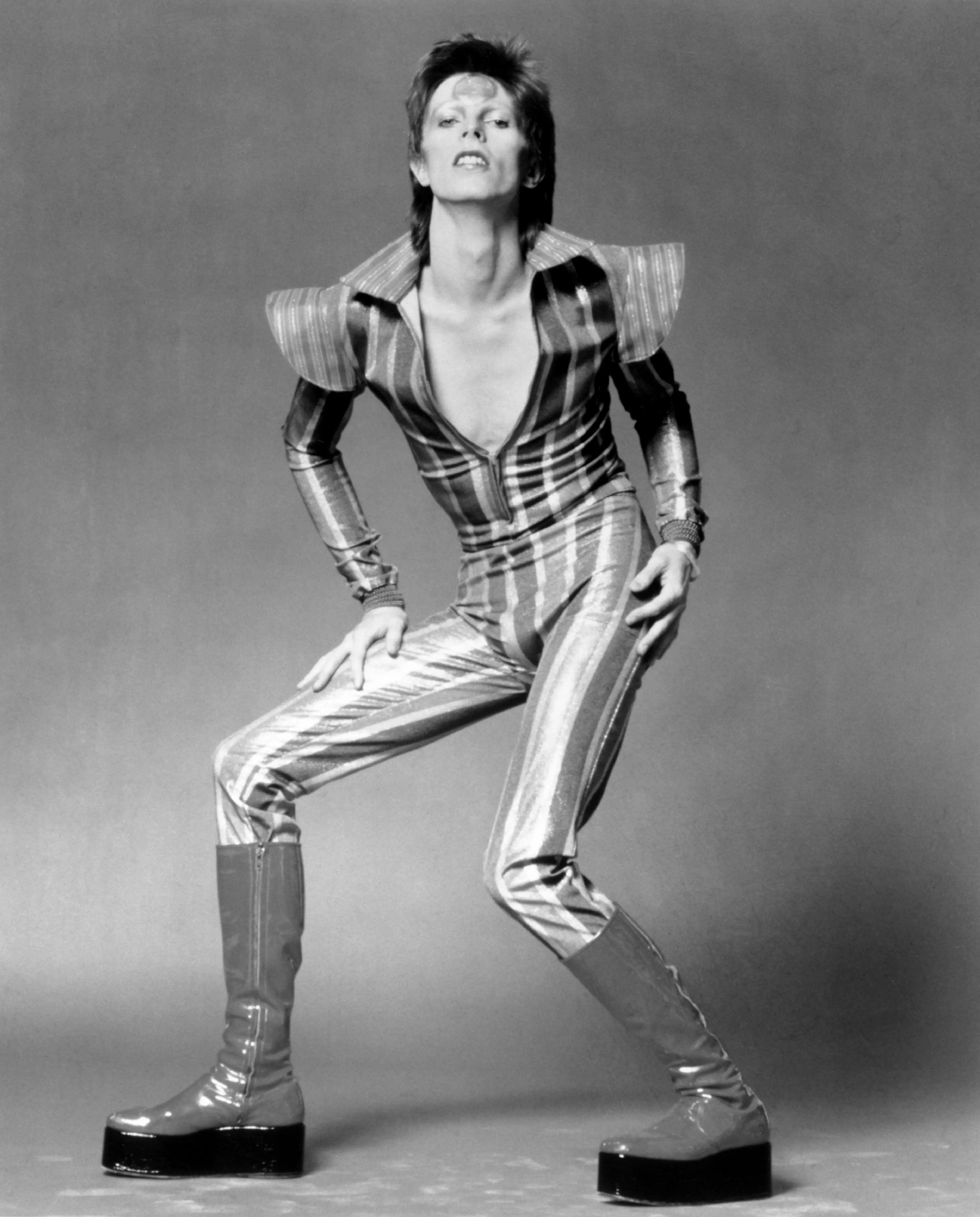 David Bowie in his "Ziggy Stardust" guise in June, 1972 in London.