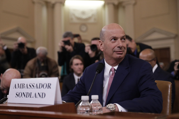 Gordon Sondland, U.S. ambassador to the European Union, arrives for a House Intelligence Committee impeachment inquiry hearing in Washington, D.C., U.S., on Wednesday, Nov. 20, 2019.