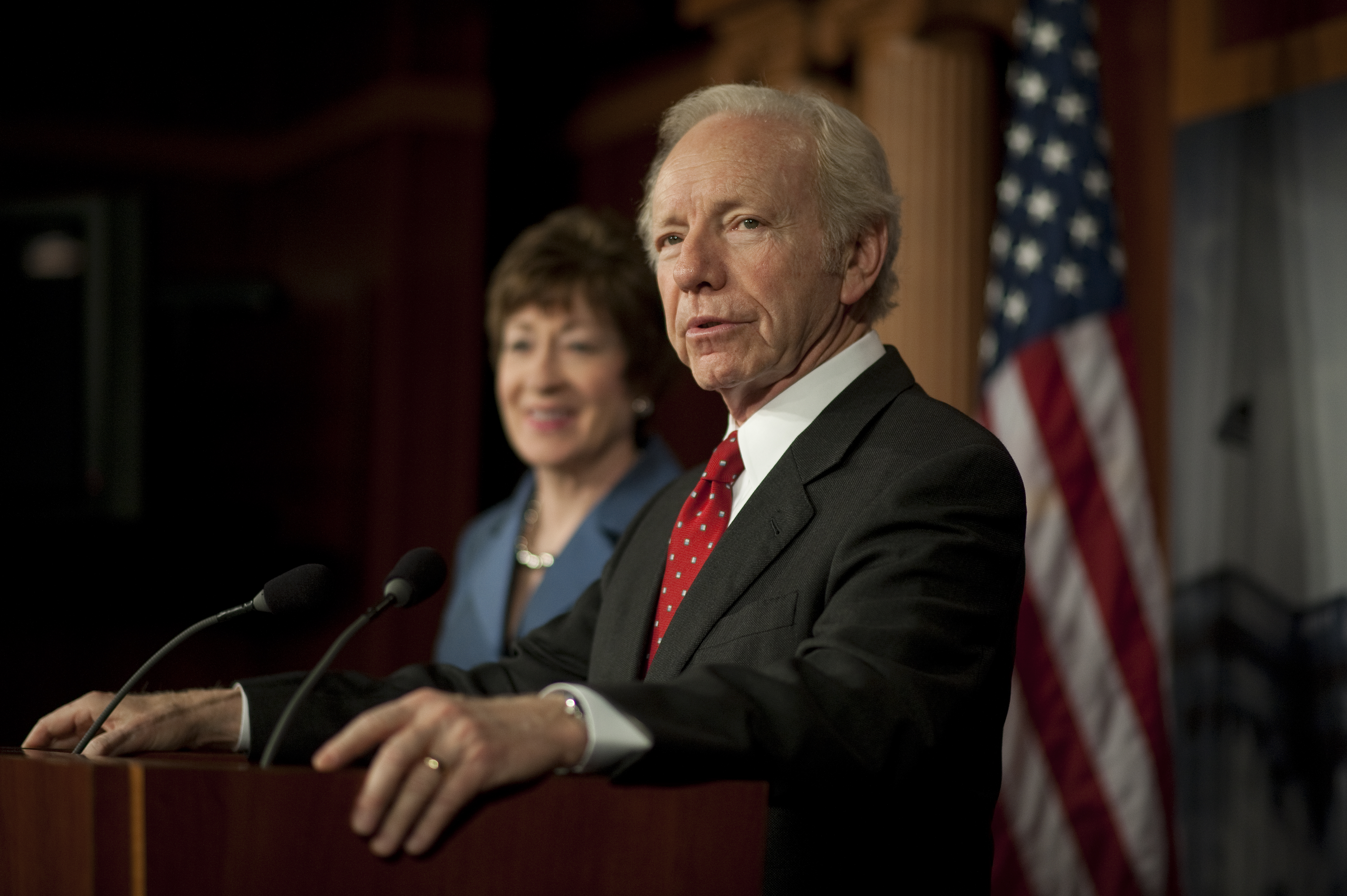 Sen. Joseph Lieberman, I-CT., during a press conference in the Senate Studio in the U.S. Capitol in Washington on December 31, 2012.