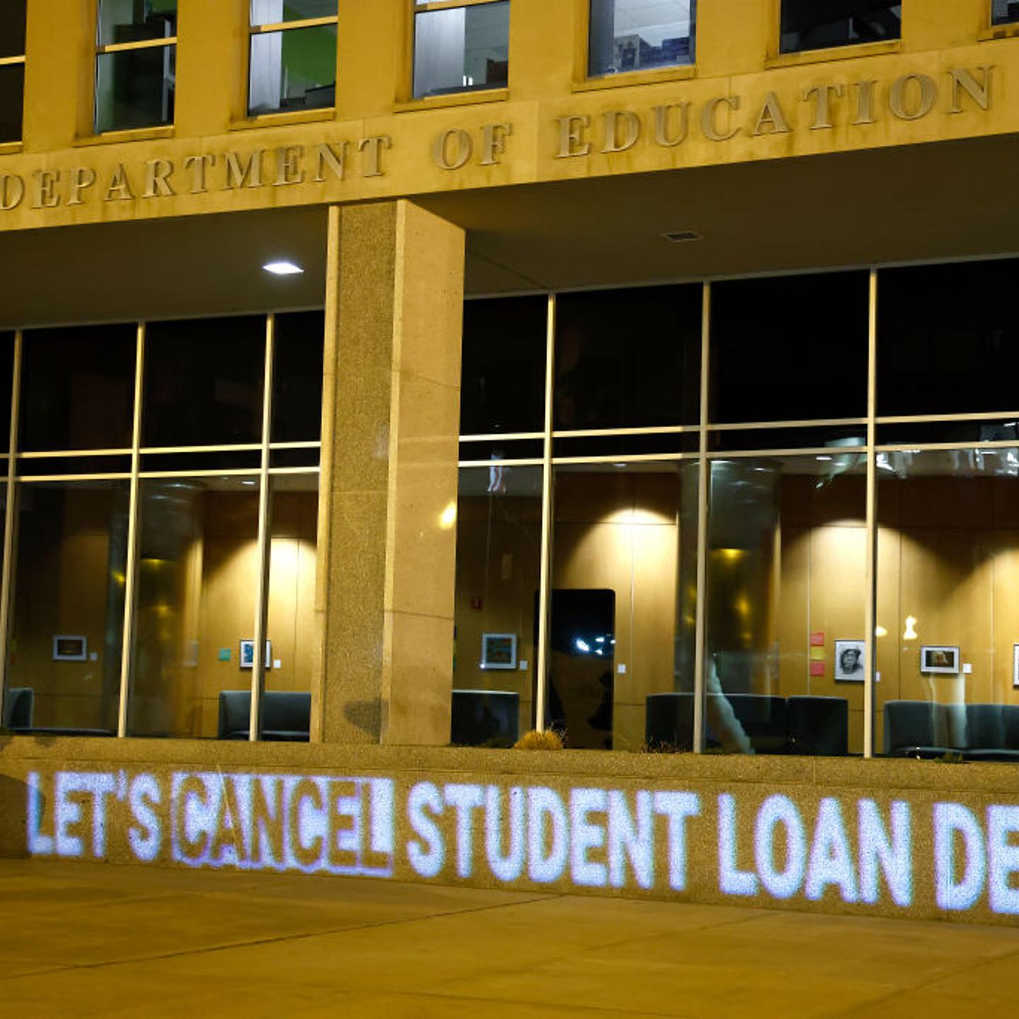 On The Second Anniversary Of The Student Loan Payment Pause Activists Project A Message Celebrating The Pause And Asking Secretary Cardona To Cancel Student Debt