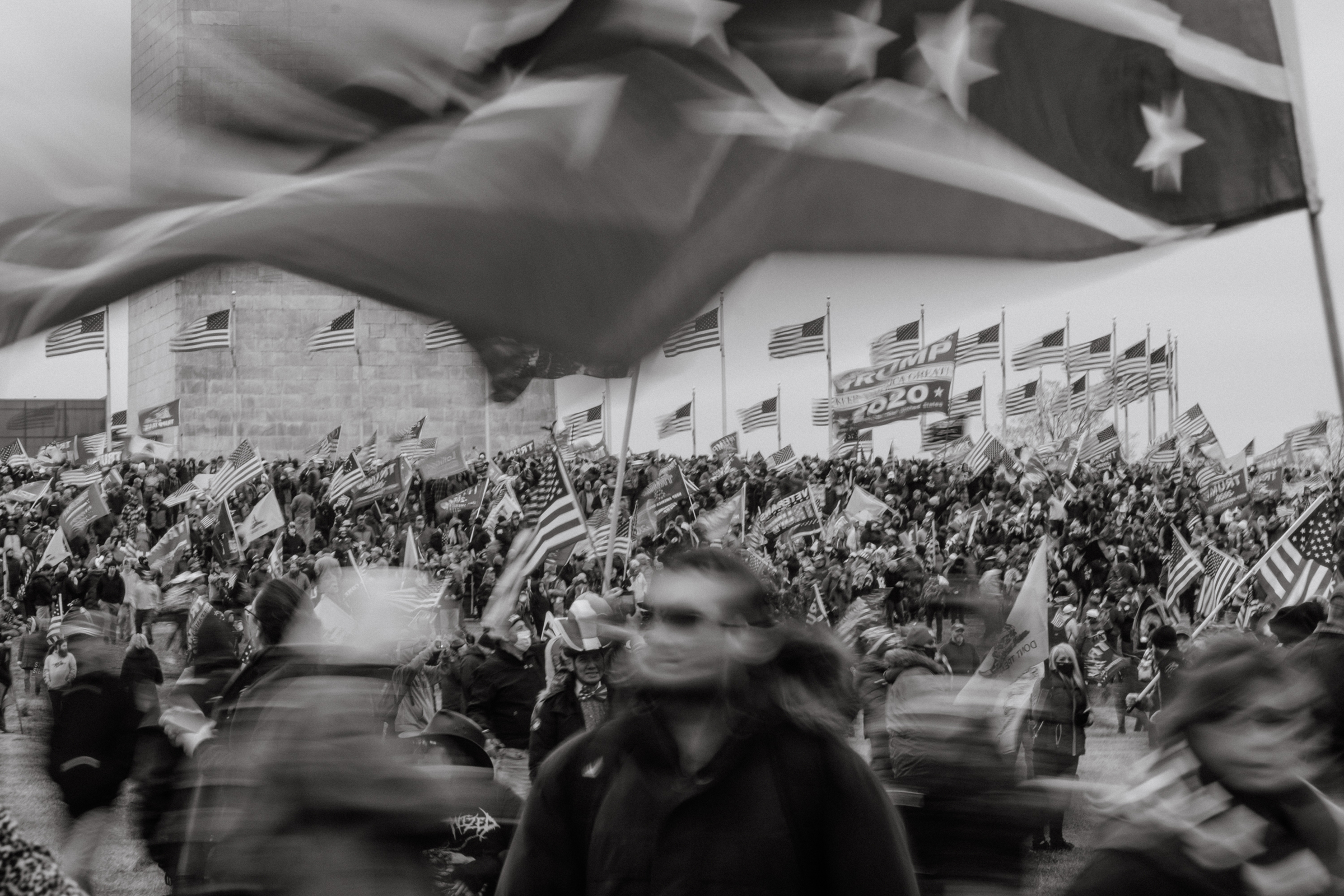 Washington DC - January 6, 2021: Supporters of President Donald Trump are seen during a protest rally calling for the decertification of Electoral College votes claiming a conspiracy theory, that has been debunked, that the general presidential election 