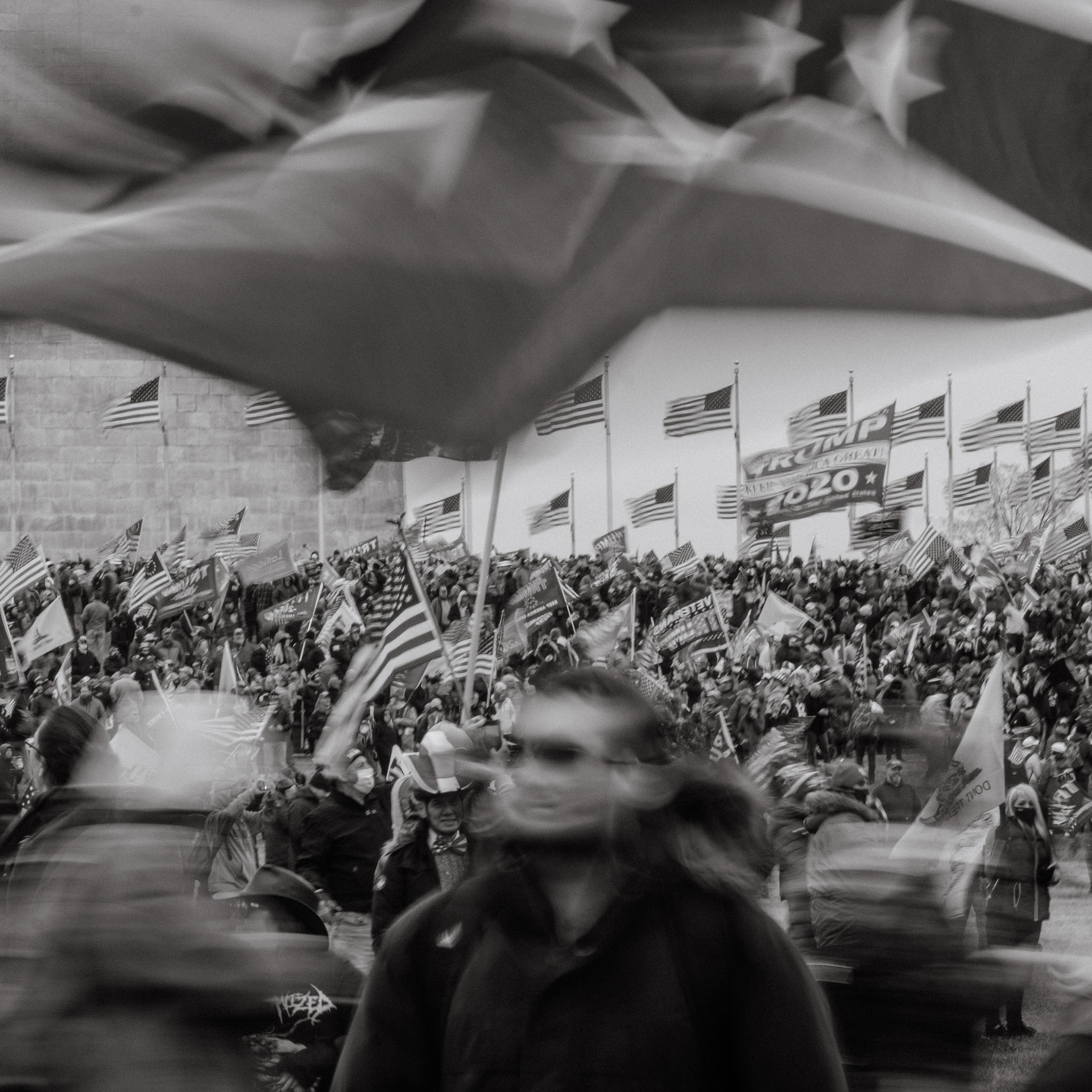 Washington DC - January 6, 2021: Supporters of President Donald Trump are seen during a protest rally calling for the decertification of Electoral College votes claiming a conspiracy theory, that has been debunked, that the general presidential election