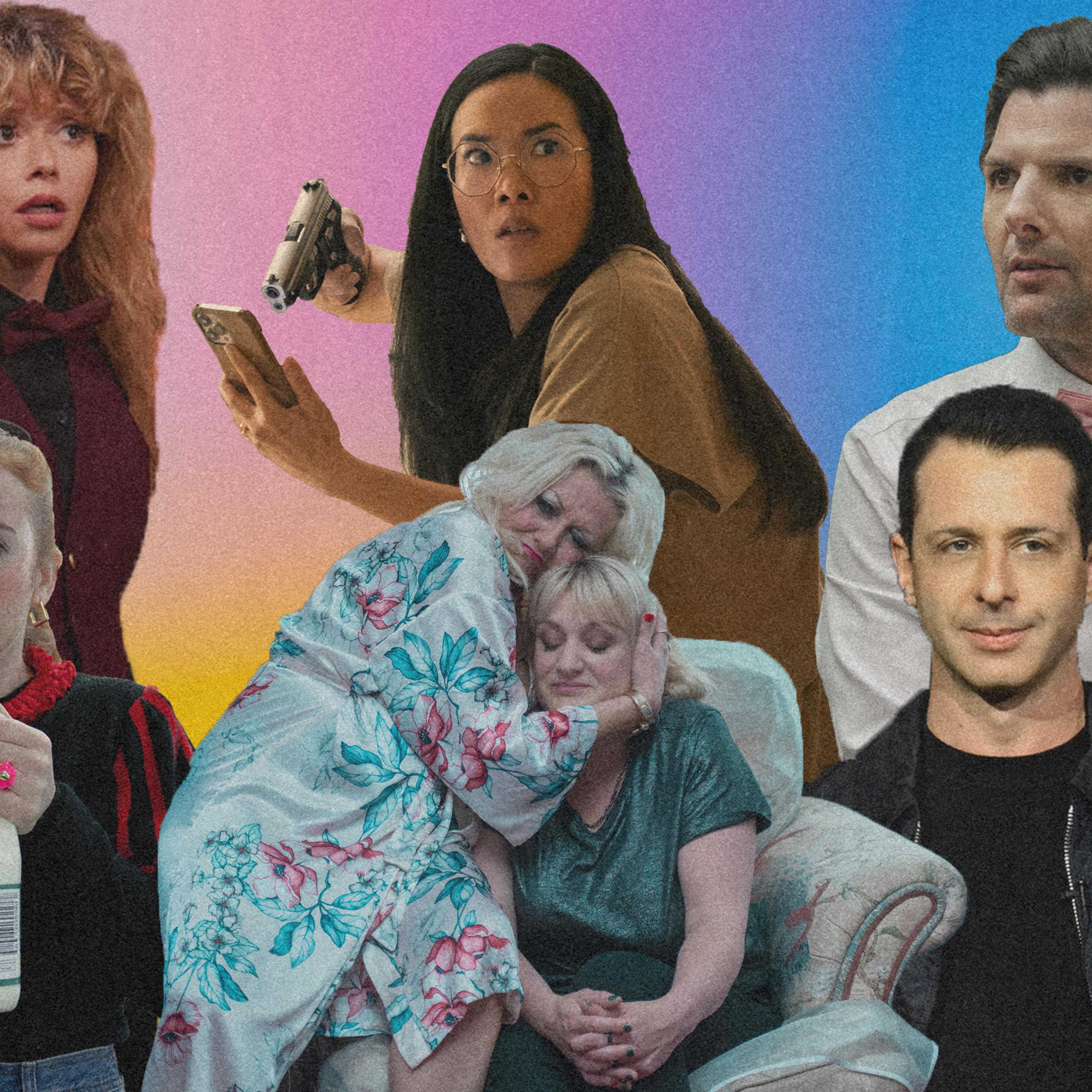 A collage of cut outs of different characters from the best tv shows of the year, thus far.