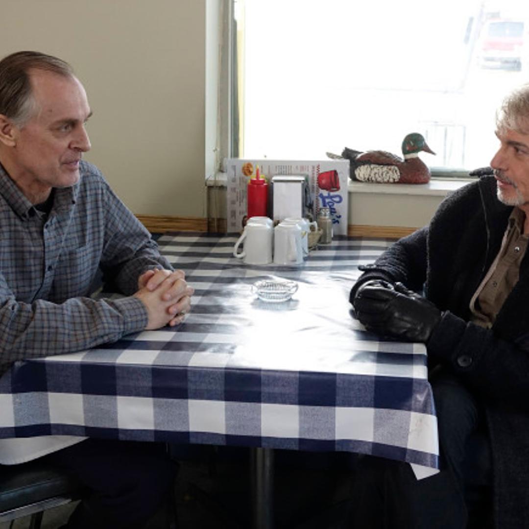 FARGO "A Fox, A Rabbit, and A Cabbage" -- Episode 109 -- Airs Tuesday, June 10, 10:00 pm e/p) -- Pictured: (L-R) Keith Carradine as Lou Solverson, Billy Bob Thornton as Lorne Malvo -- CR: Chris Large/FX