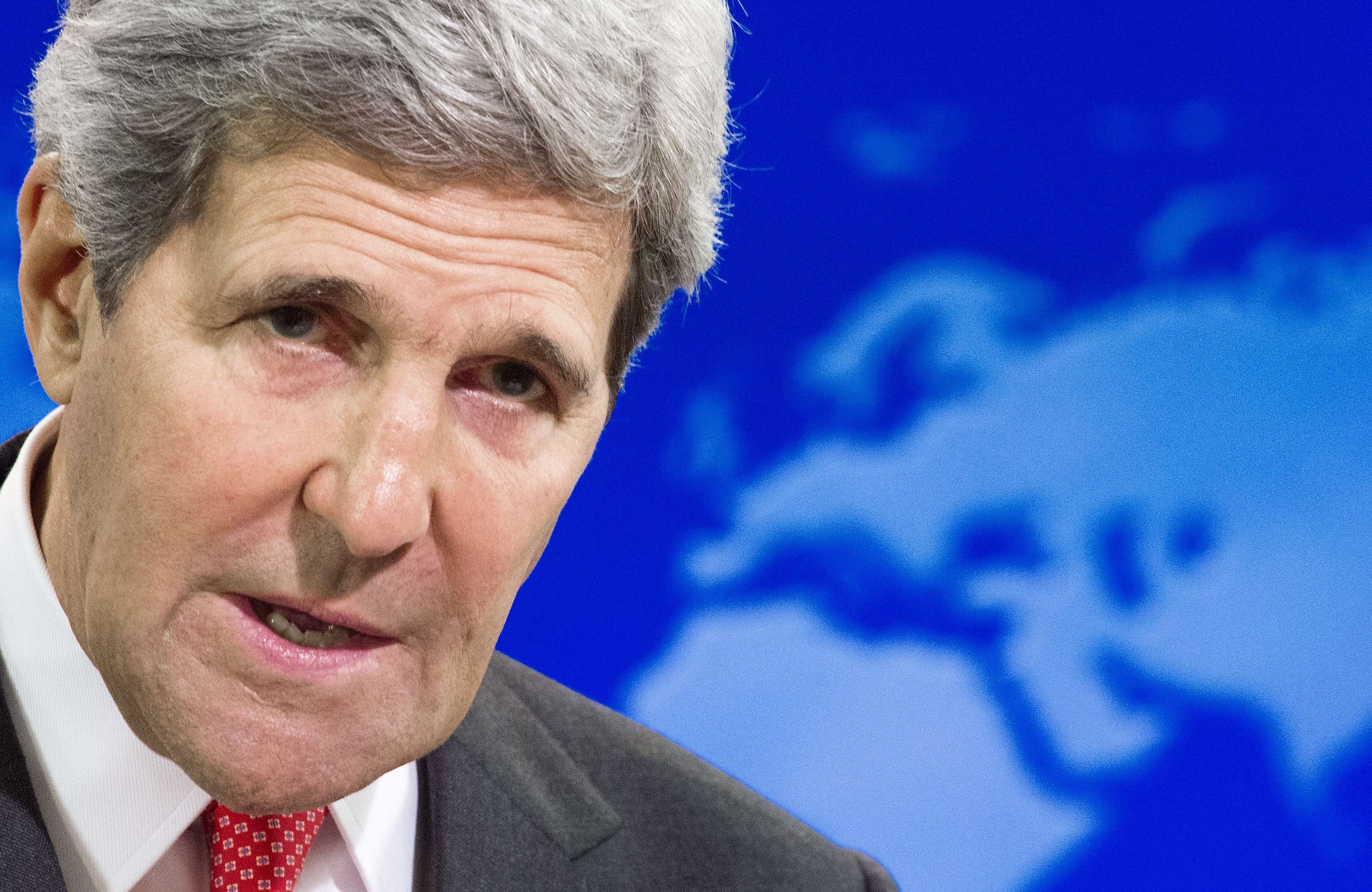 US Secretary of State John Kerry delivers remarks while releasing the 2013 Annual Report on International Religious Freedom July 28, 2014, at the US State Department in Washington.