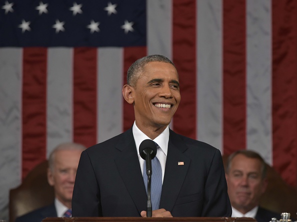 U.S. President Barack Obama delivers the State of the Union address on January 20, 2015 in the House Chamber of the U.S. Capitol in Washington, DC. Obama was expected to lay out a broad agenda to address income inequality, making it easier for Americans 