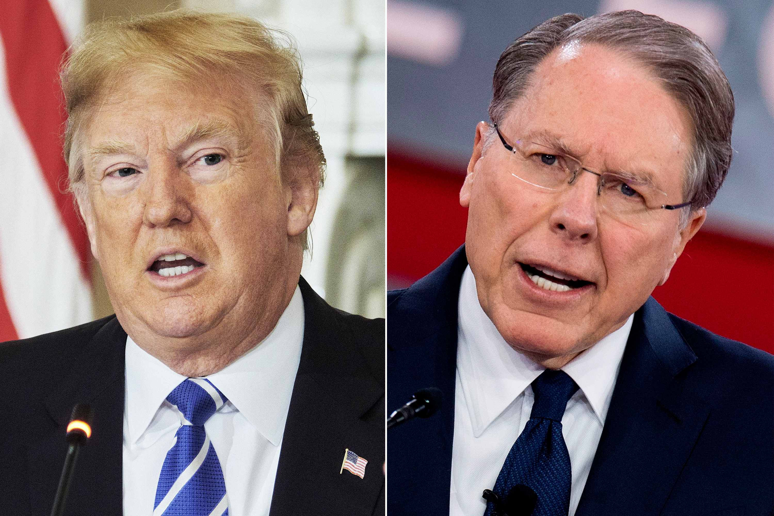 President Donald Trump and NRA executive VP Wayne LaPierre