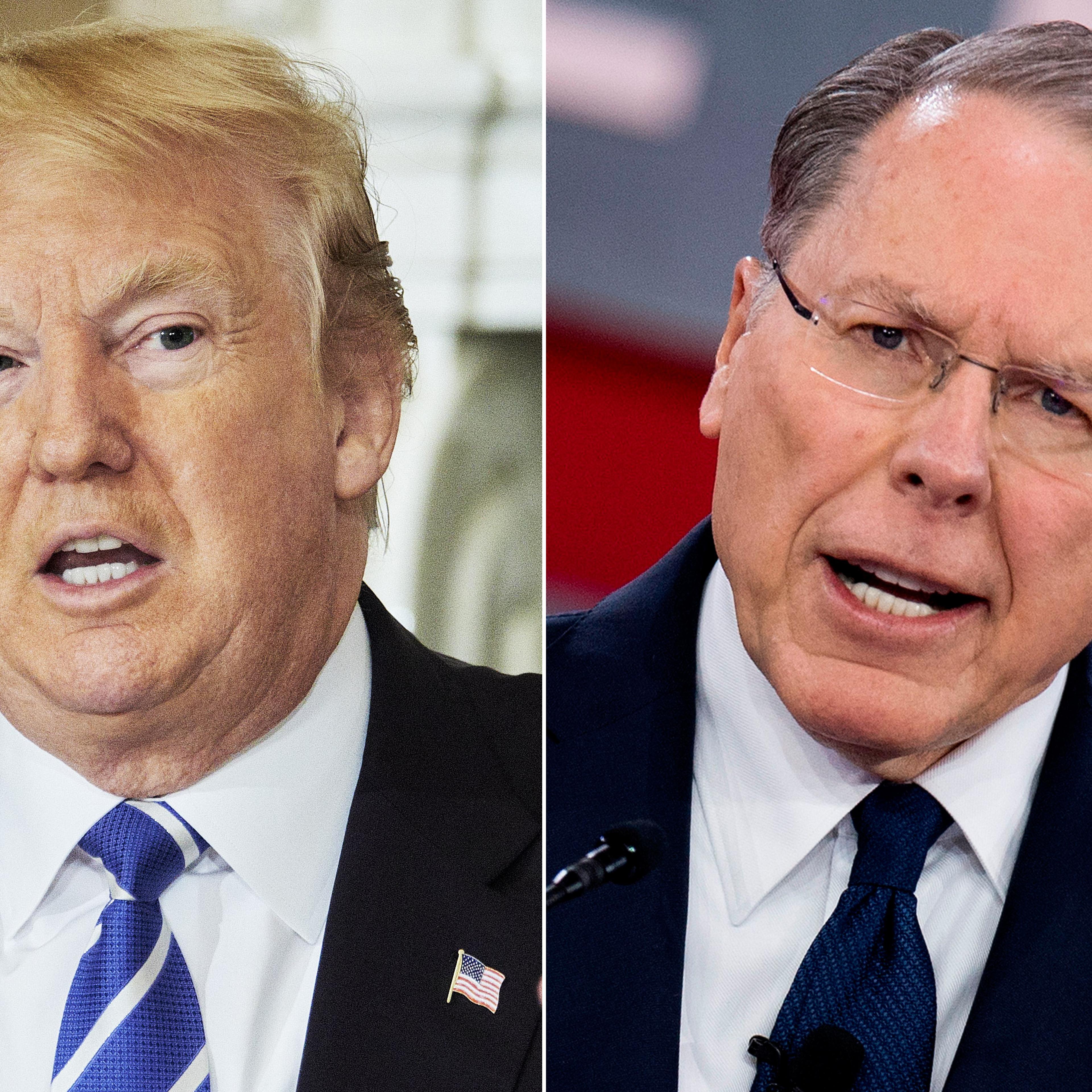 President Donald Trump and NRA executive VP Wayne LaPierre
