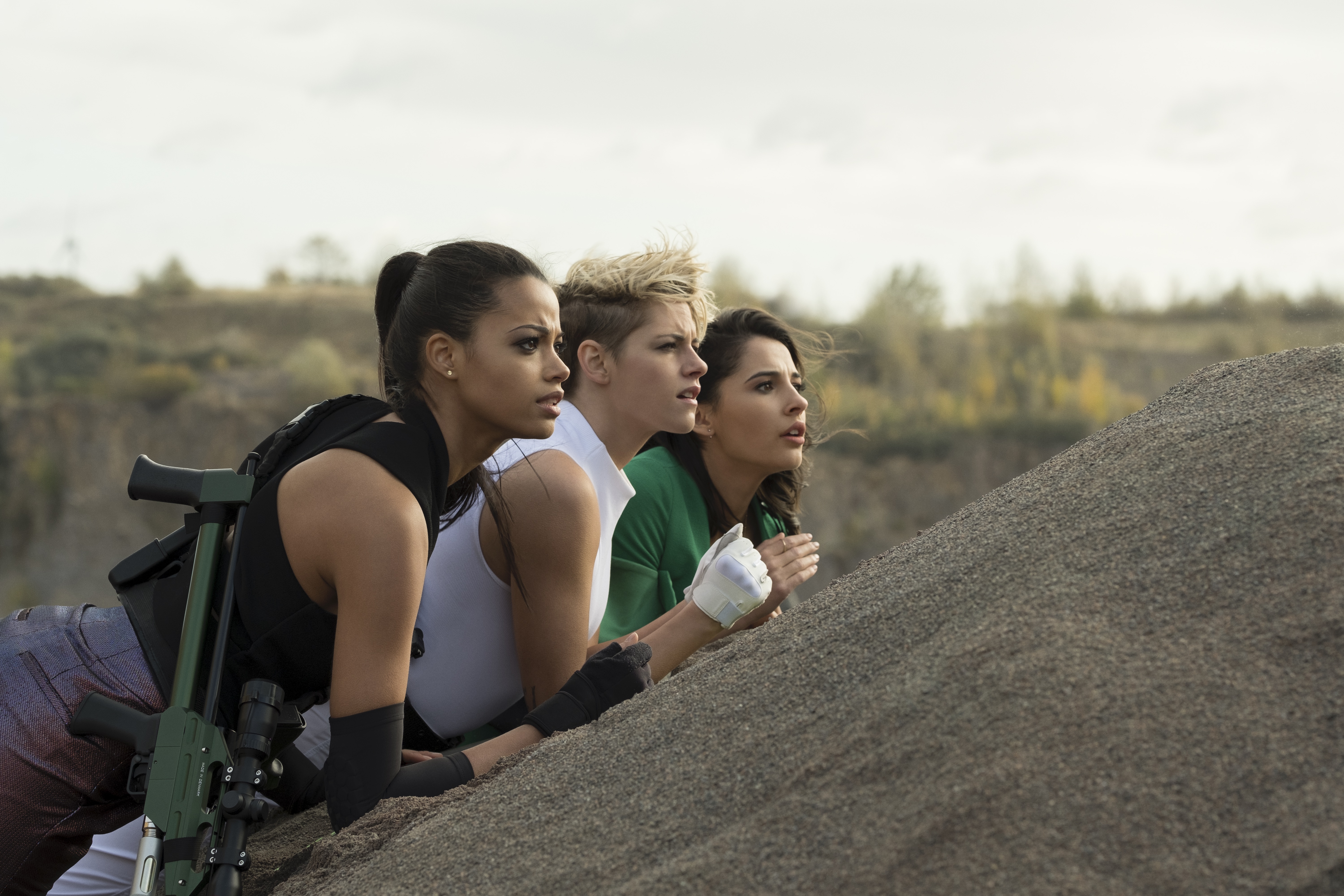 Ella Balinska, Kristen Stewart and Naomi Scott star in Charlie's Angels.