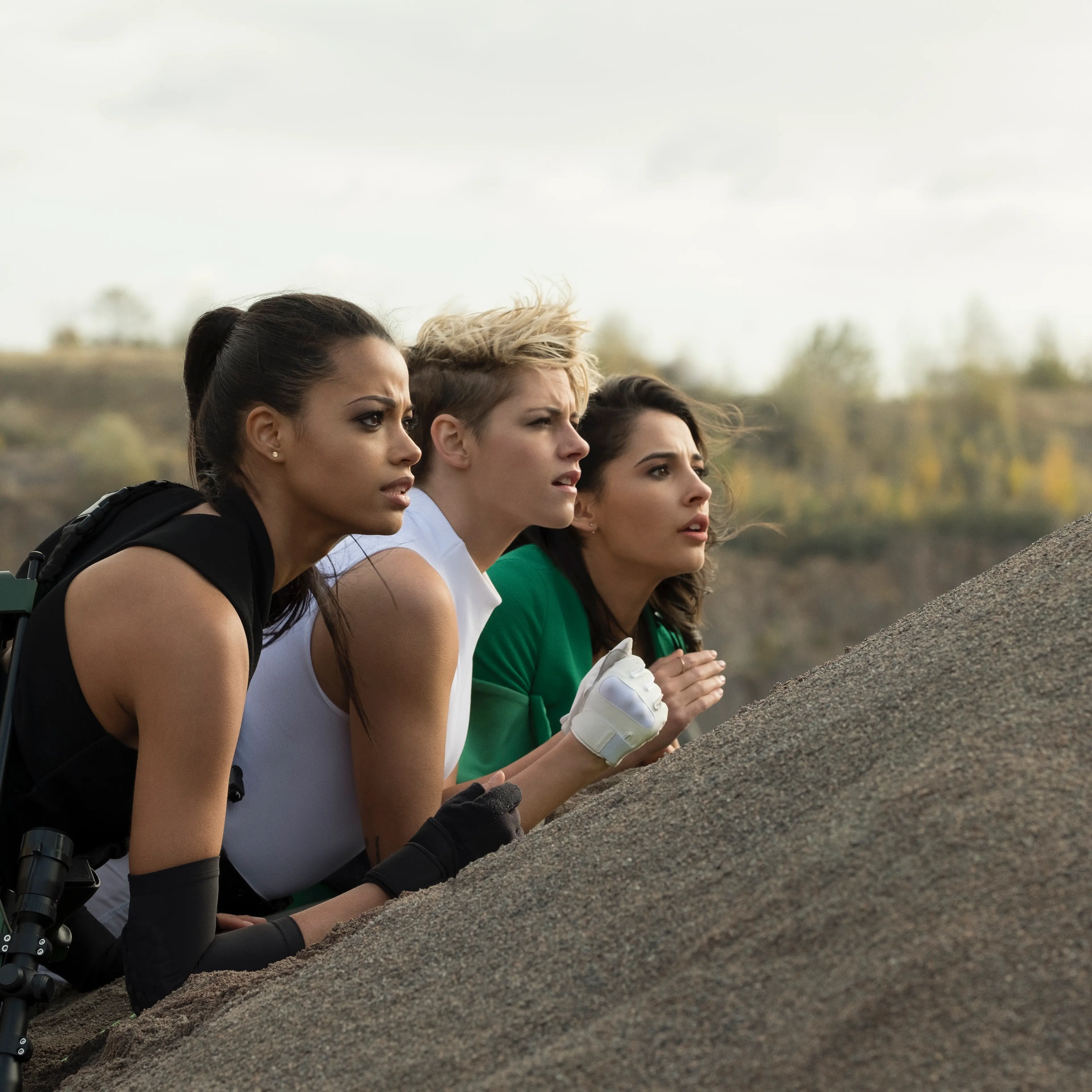 Ella Balinska, Kristen Stewart and Naomi Scott star in Charlie's Angels.