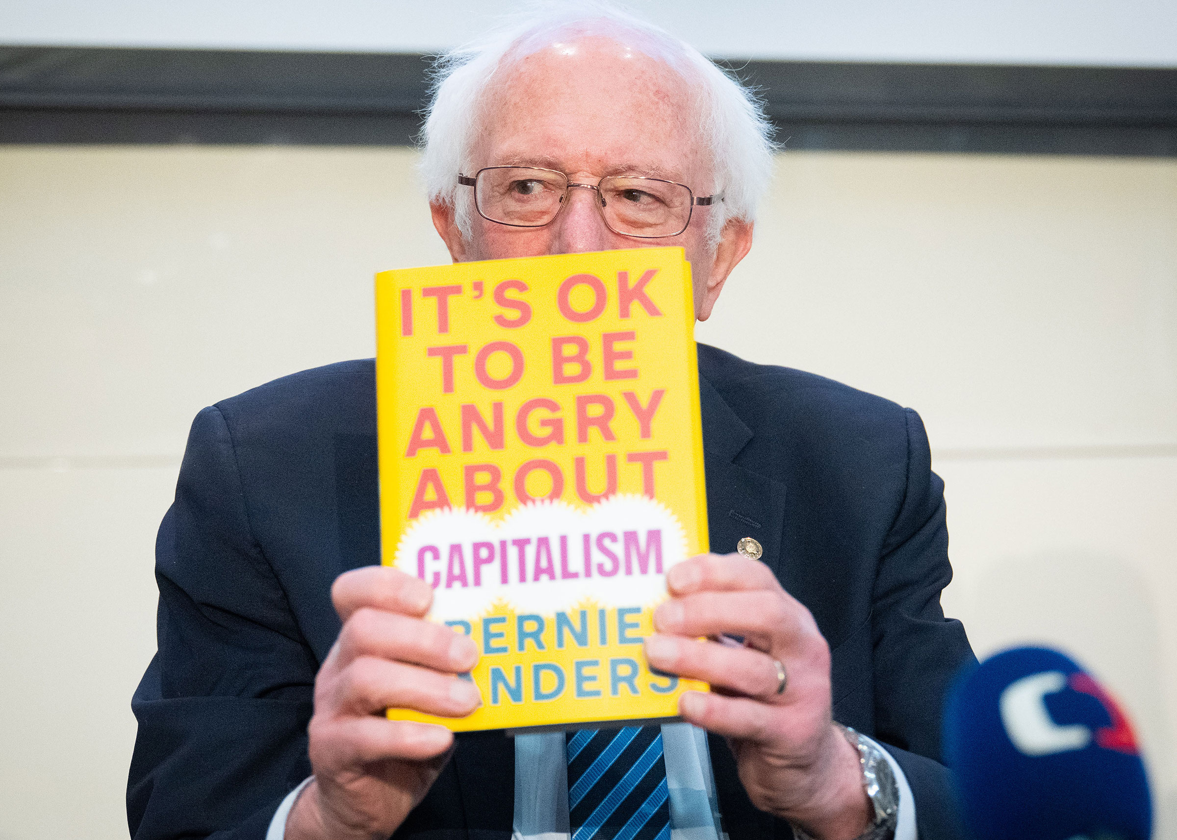 Senator Bernie Sanders speaks at a book launch at The Royal Overseas League in London on Feb. 24, 2023.

