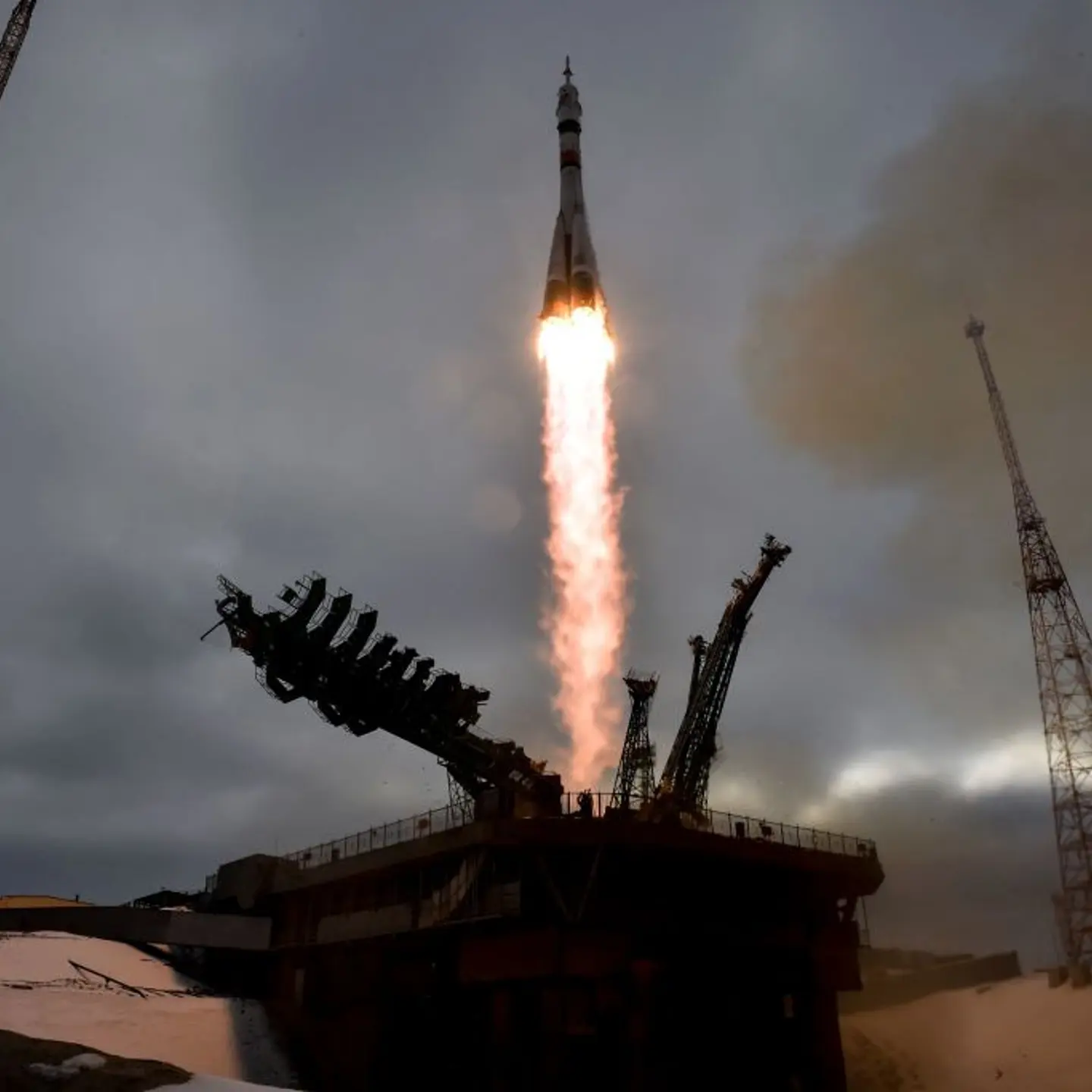 The Soyuz MS-20 spacecraft carrying the crew of Russian cosmonaut Alexander Misurkin, Japanese billionaire Yusaku Maezawa and his production assistant Yozo Hirano blasts off to the International Space Station (ISS) from the Moscow-leased Baikonur cosmodr