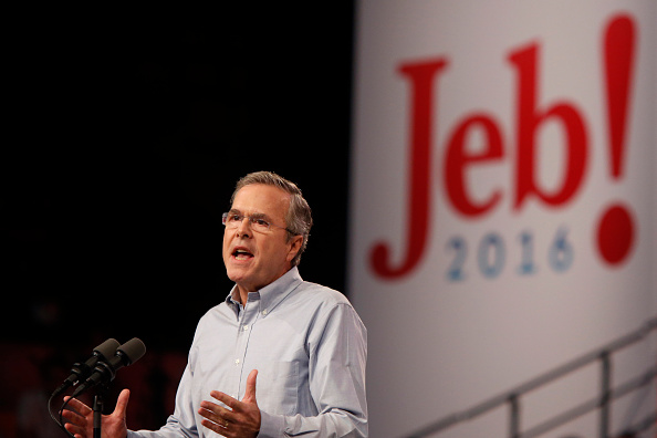 Jeb Bush, former governor of Florida, speaks while announcing he will seek the 2016 Republican presidential nomination on the Kendall Campus of Miami Dade College in Miami, Florida, U.S., on Monday, June 15, 2015.
