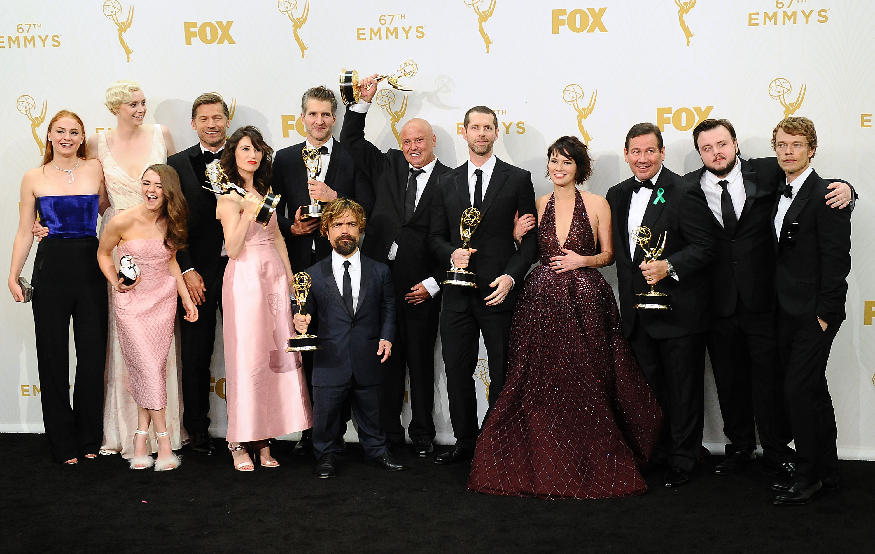 The 'Game of Thrones' cast poses in the press room at the 67th annual Primetime Emmy Awards at Microsoft Theater on September 20, 2015 in Los Angeles, California.