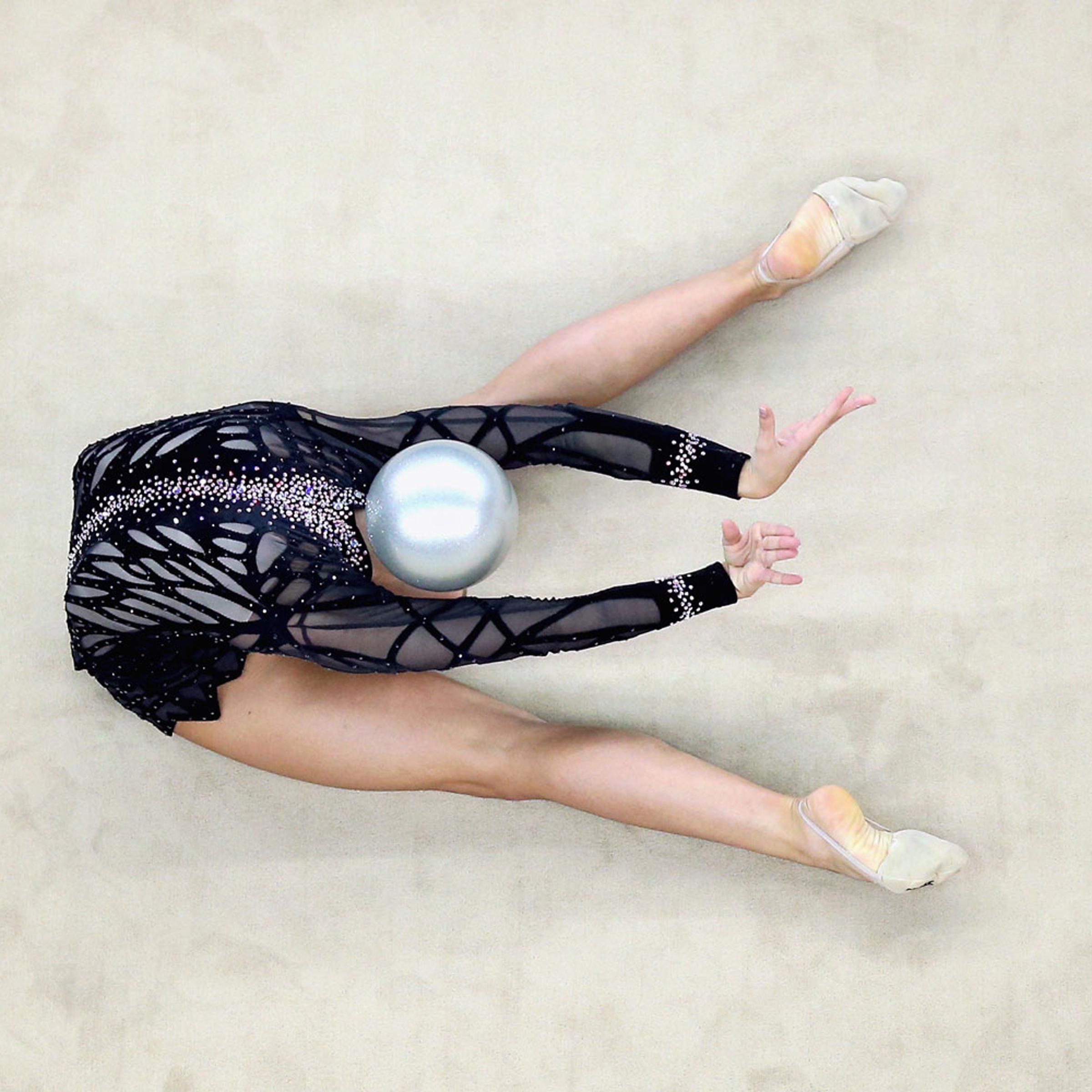 competes in Rhythmic Gymnastics Individual All-Around Qualification on day ten of the Nanjing 2014 Summer Youth Olympic Games at Nanjing OSC Gymnasium on Aug. 26, 2014 in Nanjing.