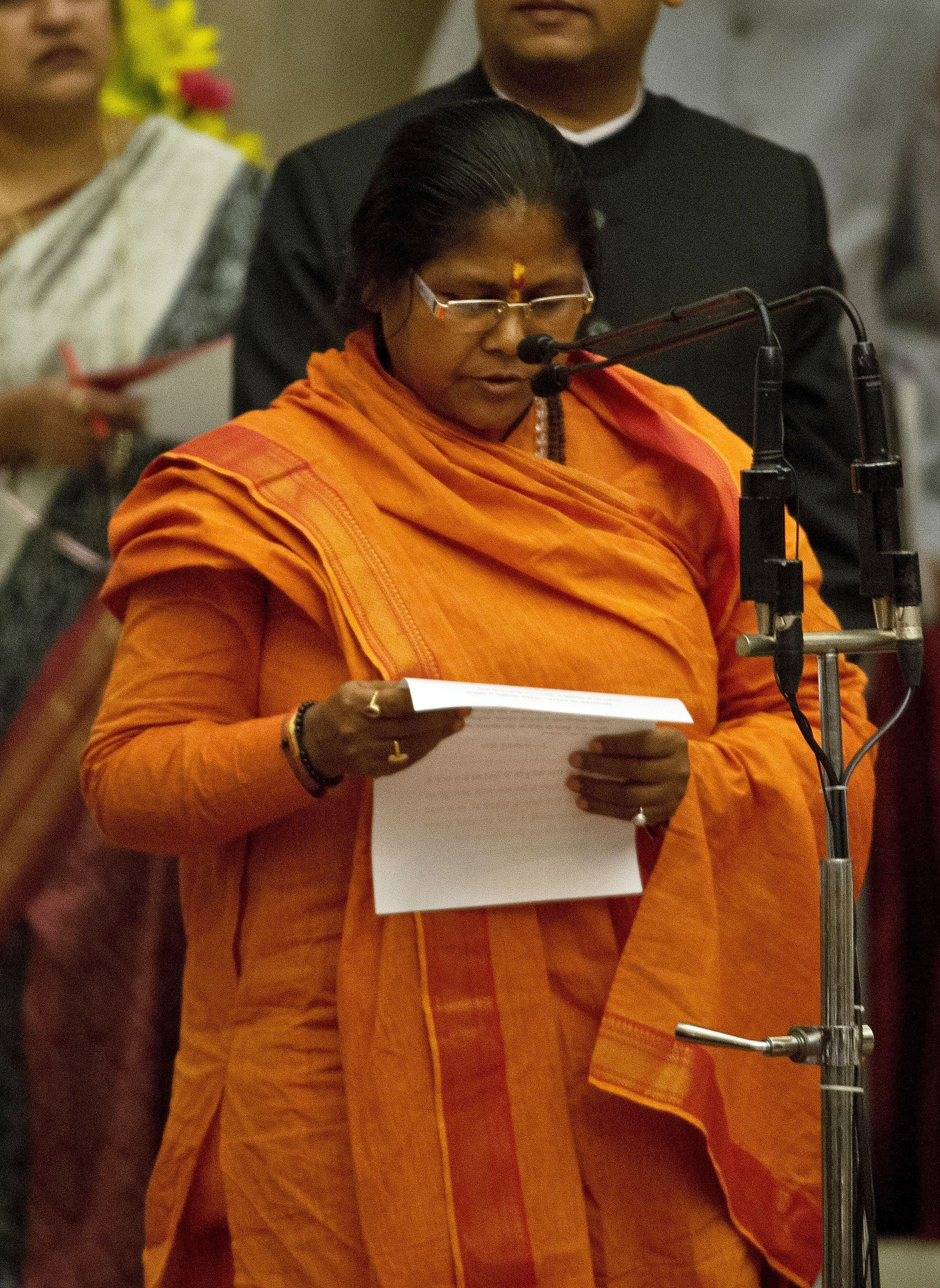 Ministers take oath during a swearing-in ceremony at The Presidential Palace in New Delhi