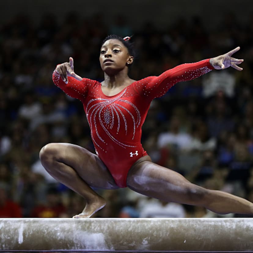Simone Biles competes on the balance beam during Day 2 of the 2016 U.S. Women's Gymnastics Olympic Trials at SAP Center on July 10, 2016 in San Jose, California.