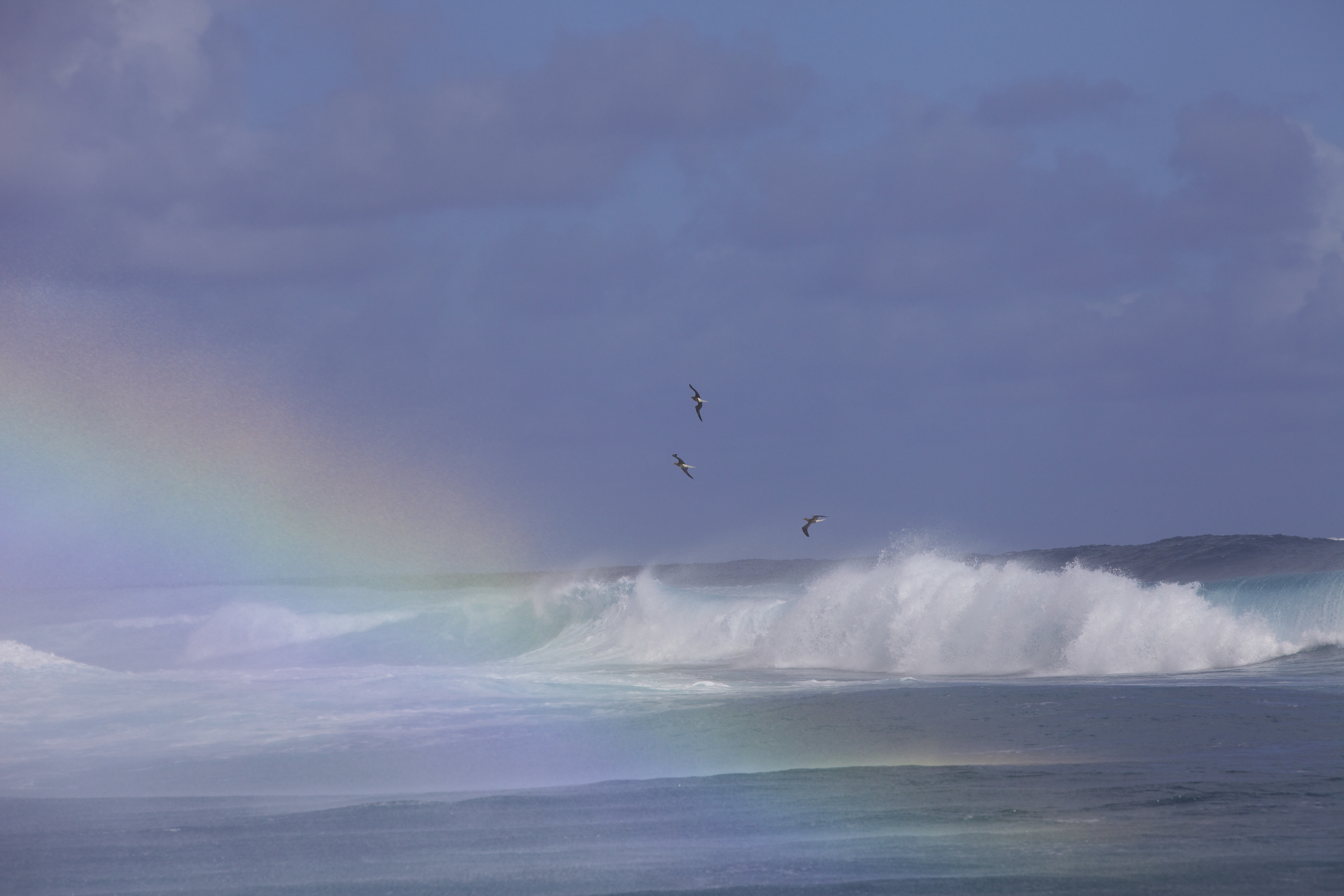 Rainbow Over Ocean Waves