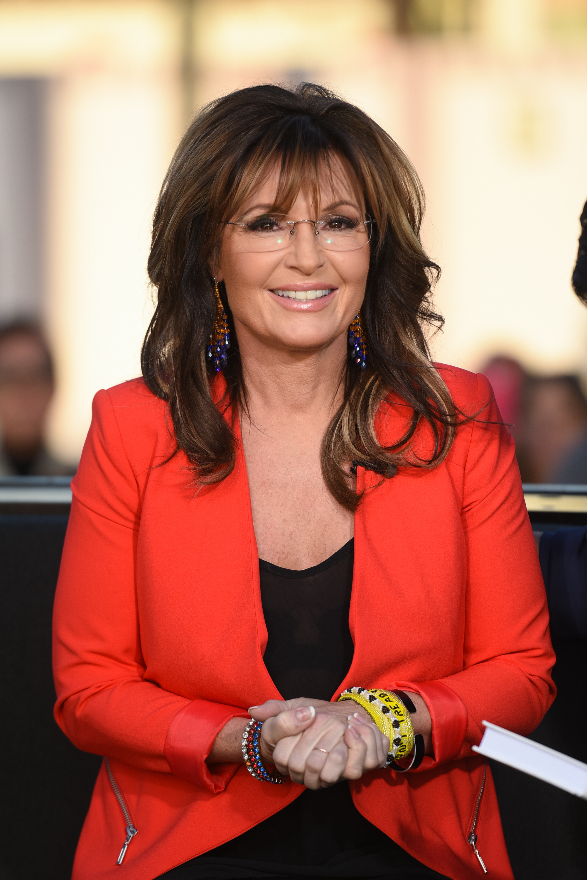 Sarah Palin visits "Extra" at Universal Studios Hollywood on December 4, 2015 in Universal City, California.
