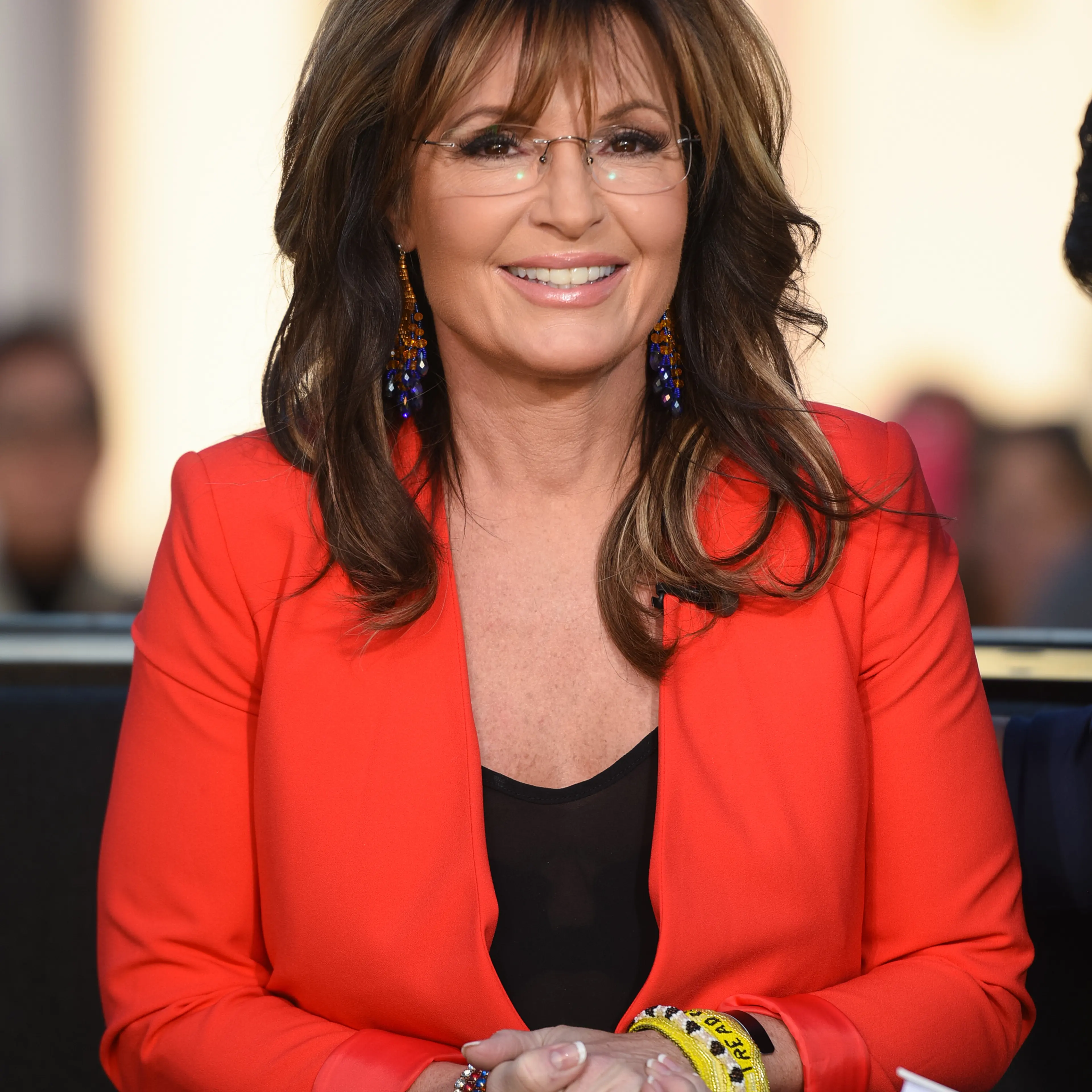 Sarah Palin visits "Extra" at Universal Studios Hollywood on December 4, 2015 in Universal City, California.