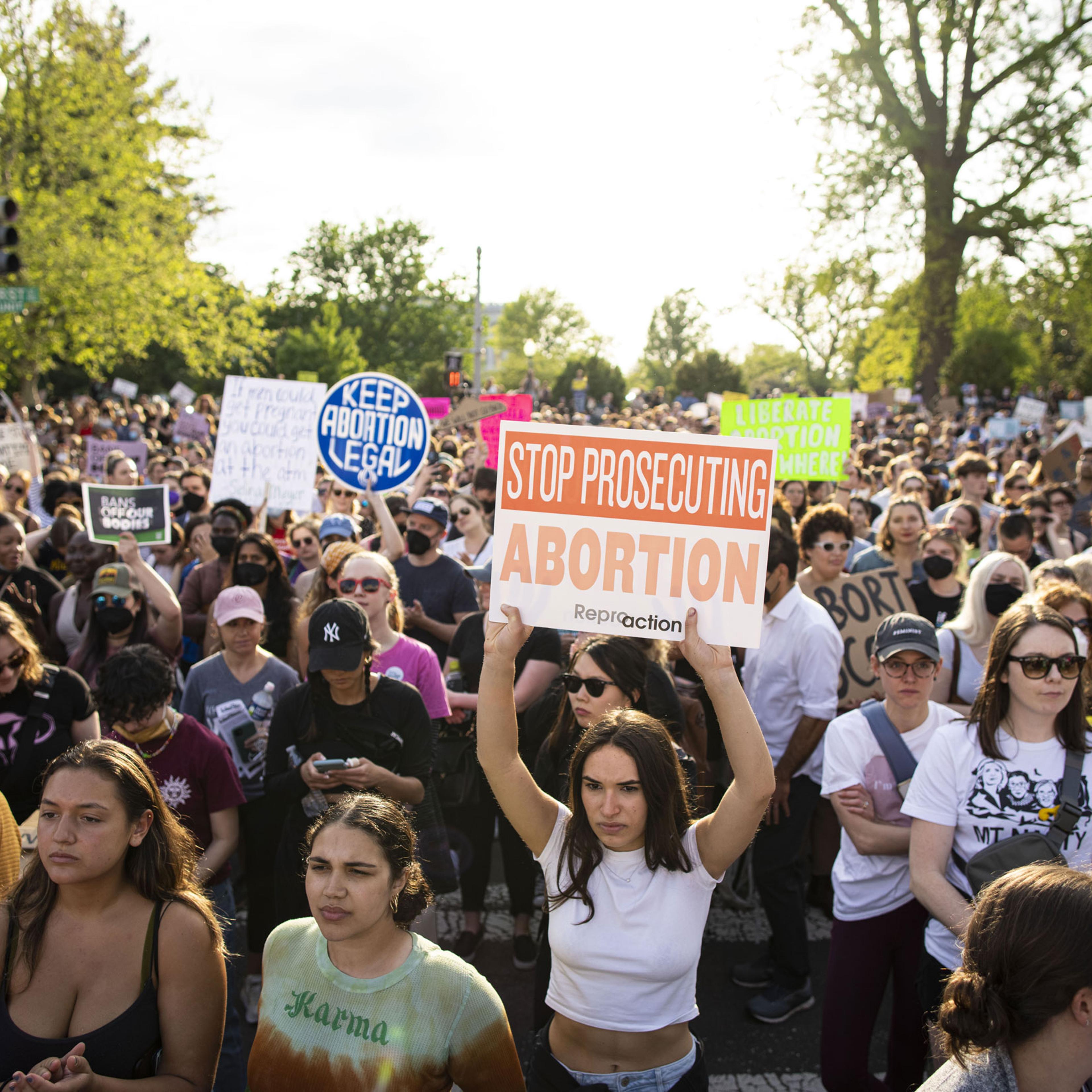 Abortion rights demonstrators during a protest outside the U.S. Supreme Court