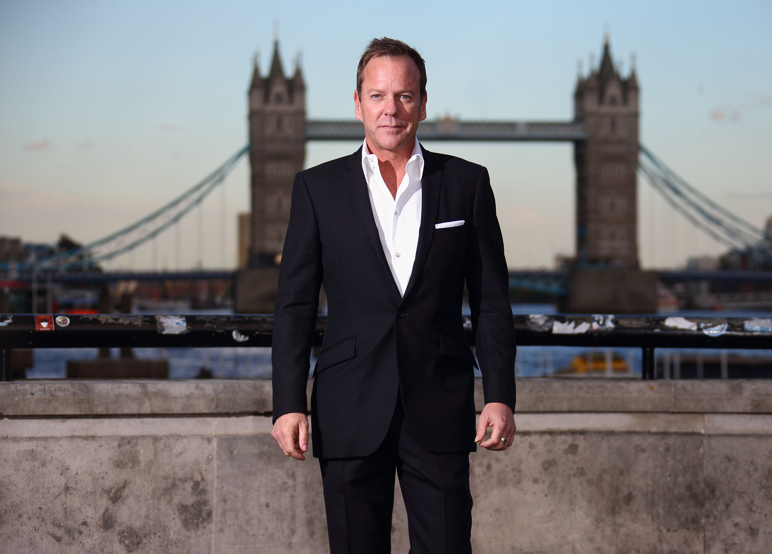 Kiefer Sutherland attends the UK premiere of "24: Live Another Day" at Old Billingsgate Market on May 6, 2014 in London, England.