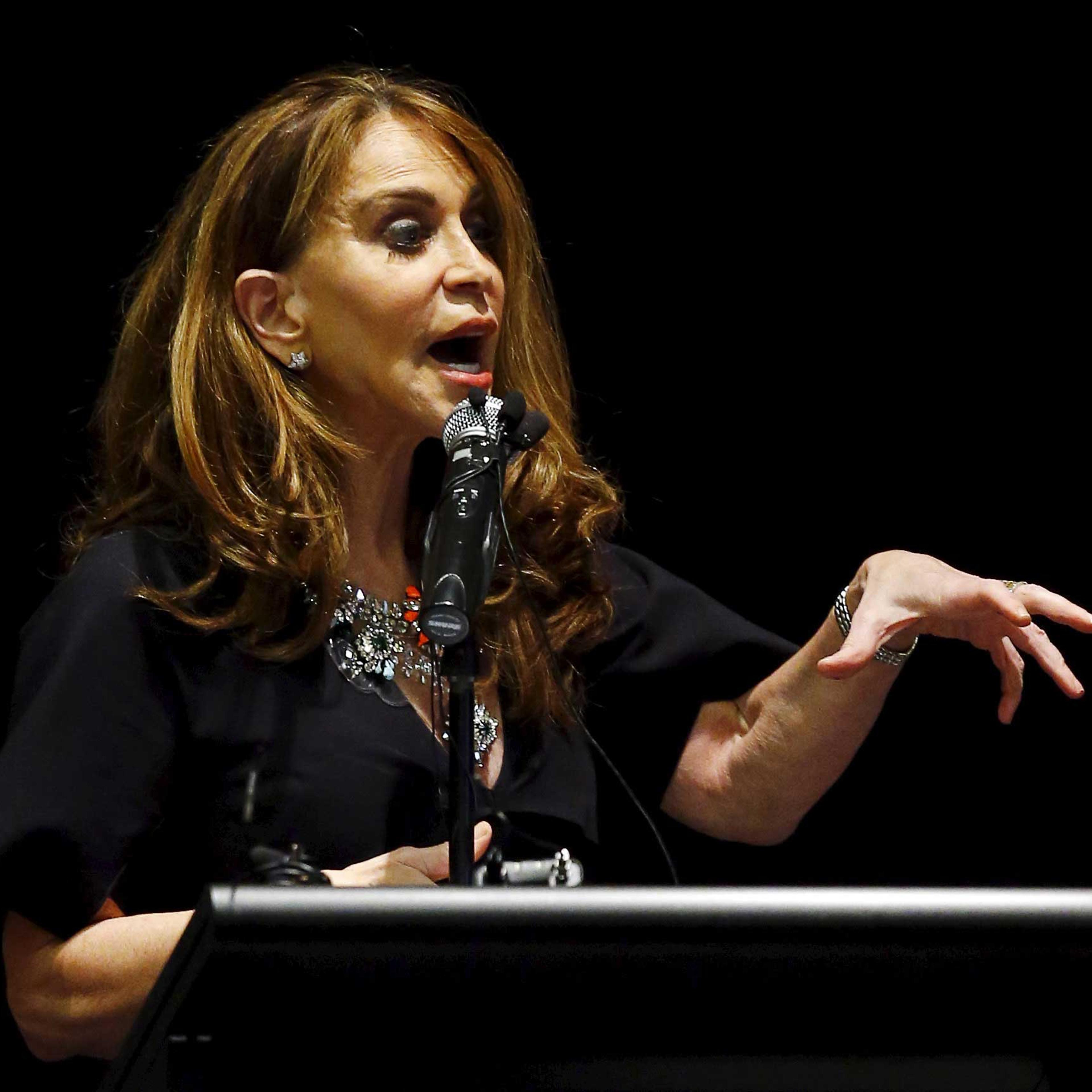 Political blogger Pamela Geller, American Freedom Defense Initiative's Houston-based founder, speaks at the Muhammad Art Exhibit and Contest, which is sponsored by the American Freedom Defense Initiative, in Garland, Texas May 3, 2015.