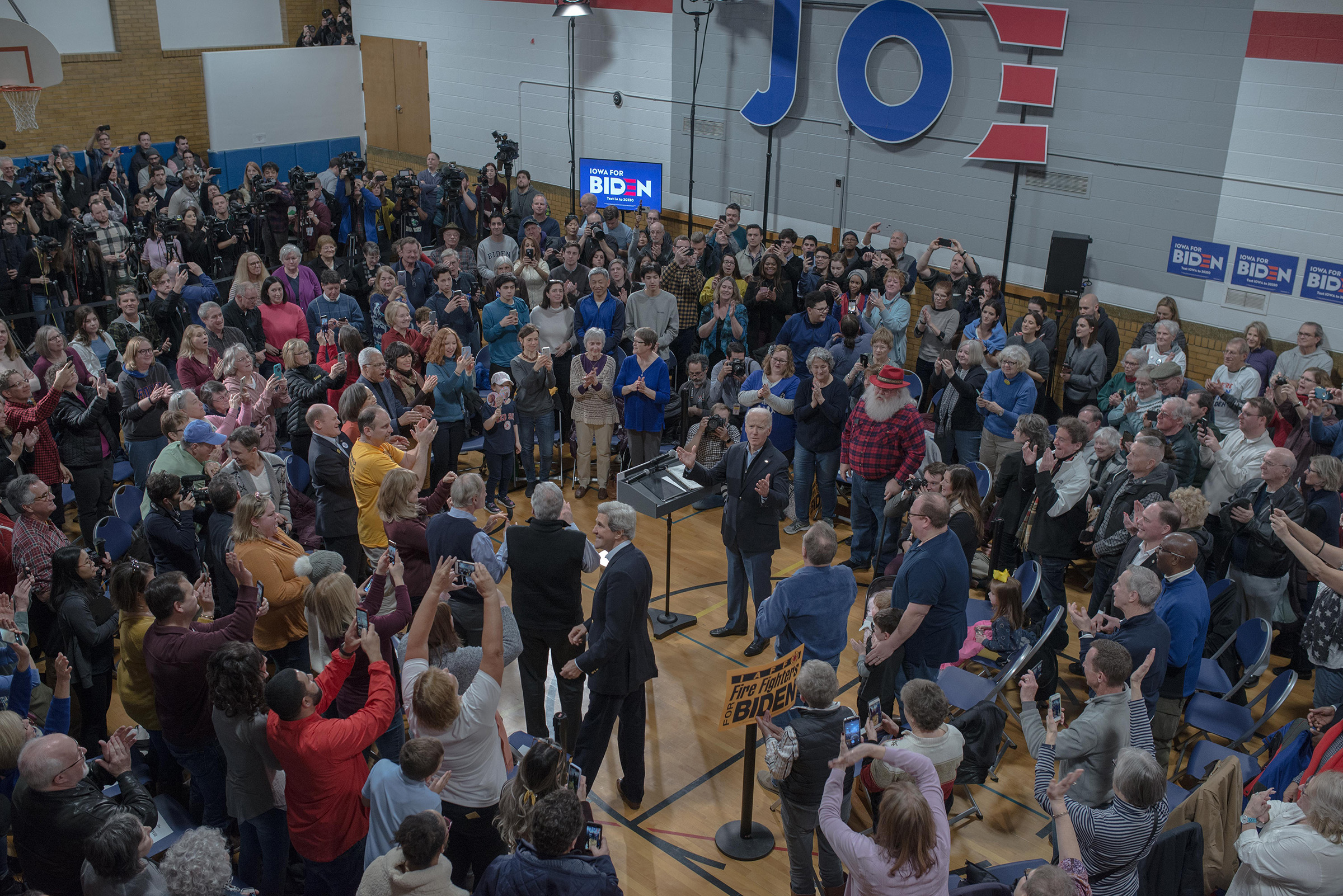 Joe Biden Town Hall with John Kerry in Cedar Rapids, IA on Feb. 1, 2020. Photo by September Dawn Bottoms for TIME.