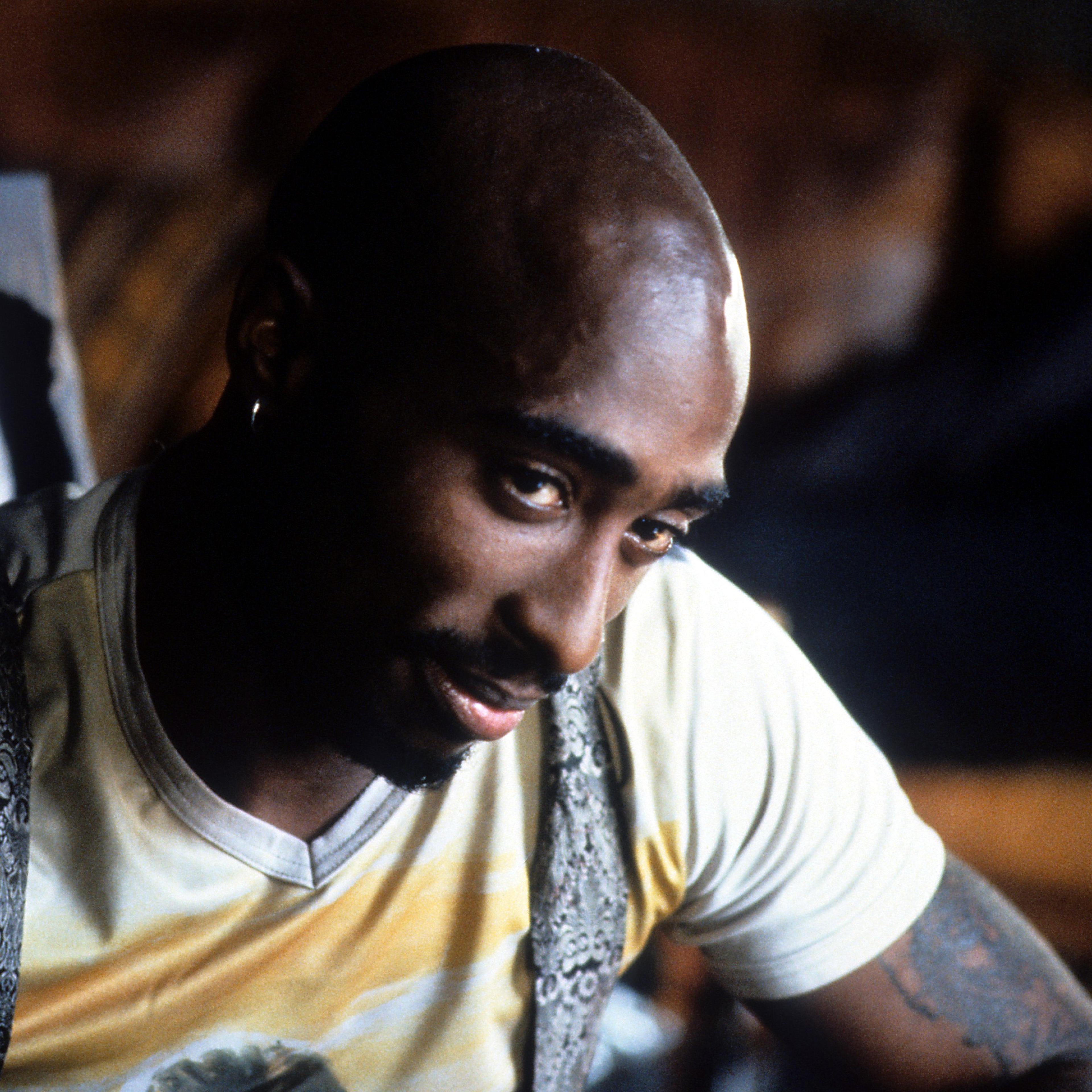 Tupac Shakur in a scene from the film 'Gridlock'd', 1997.