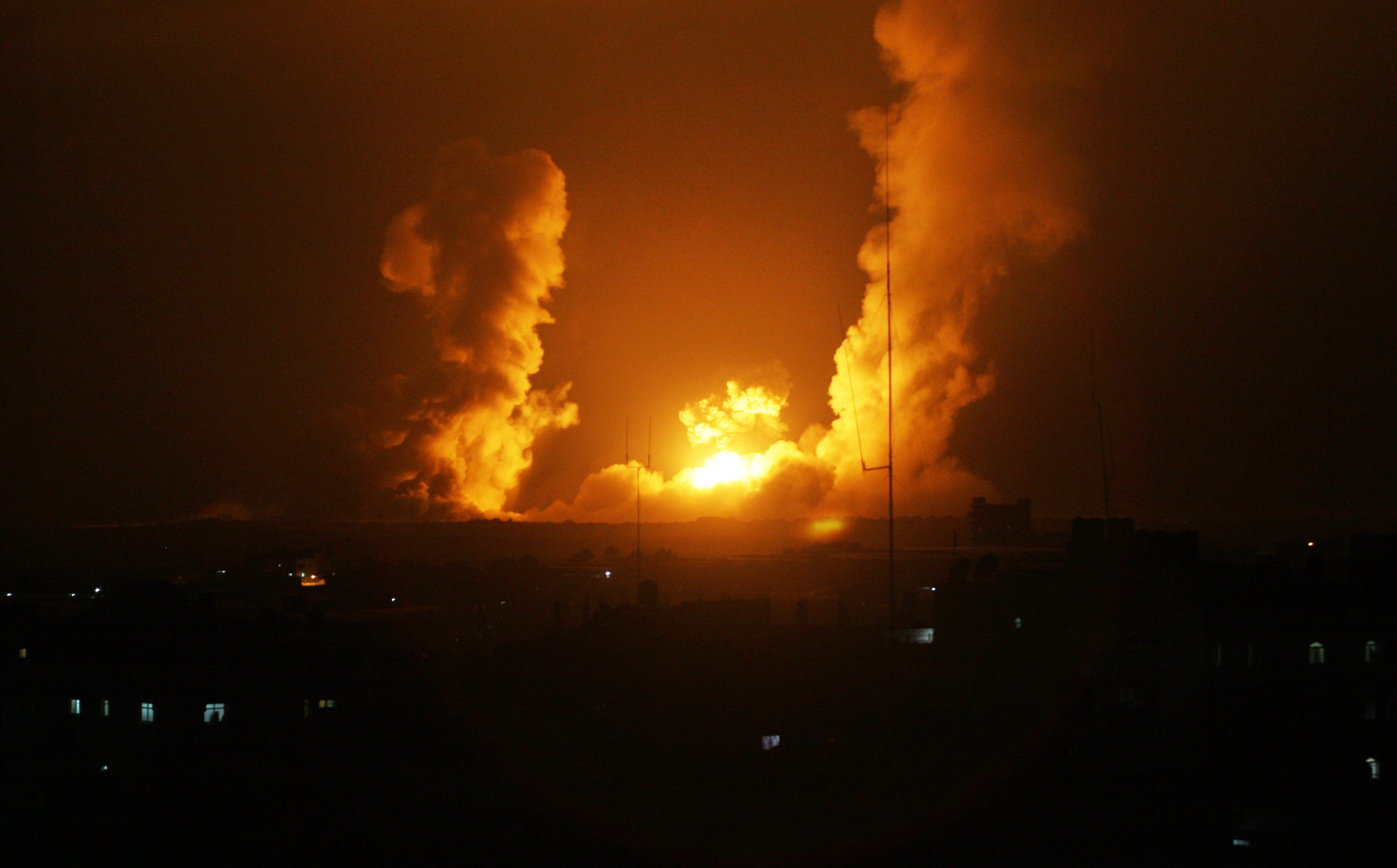 A ball of fire is seen following an Israel airstrike in Rafah, Gaza, on July 1, 2014.