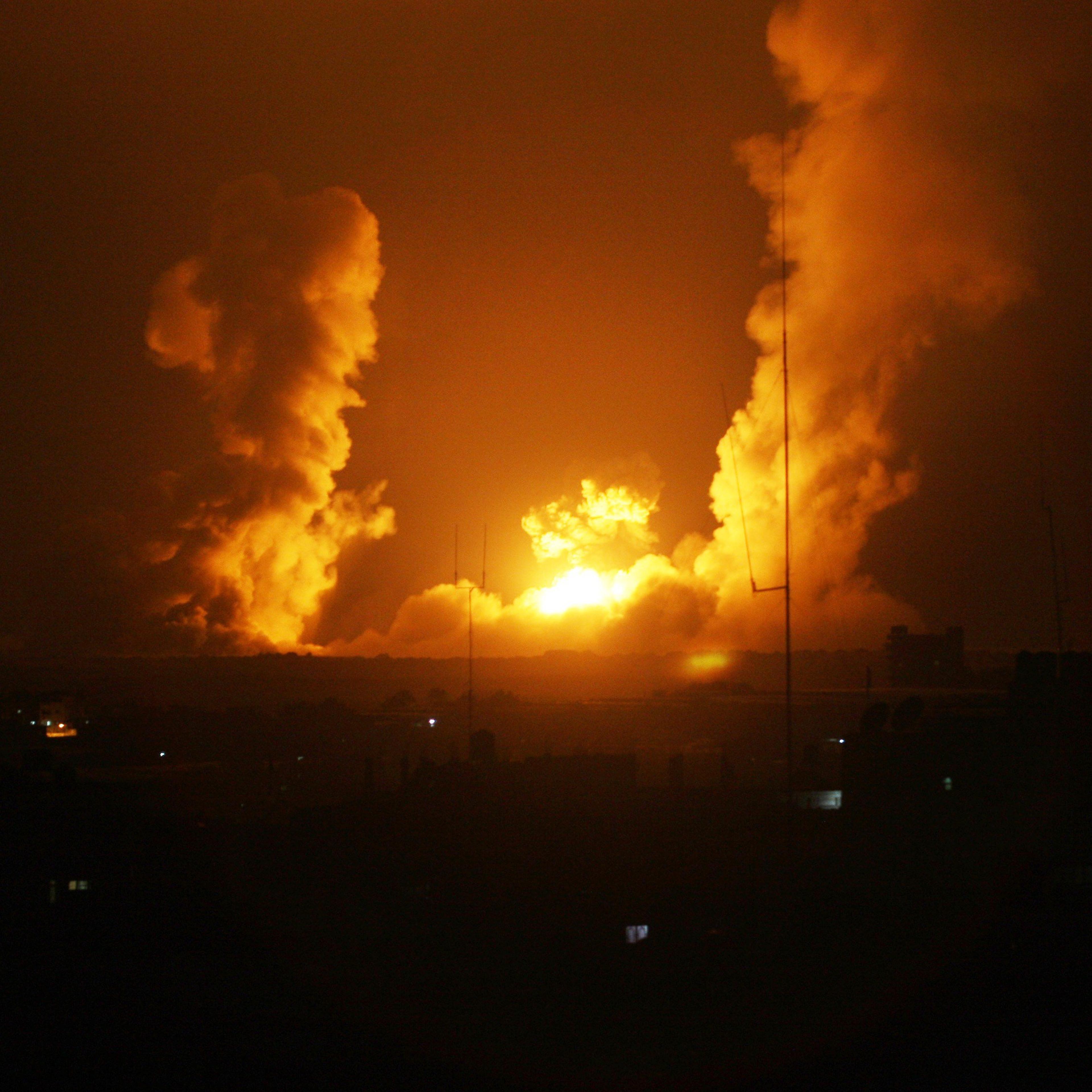 A ball of fire is seen following an Israel airstrike in Rafah, Gaza, on July 1, 2014.