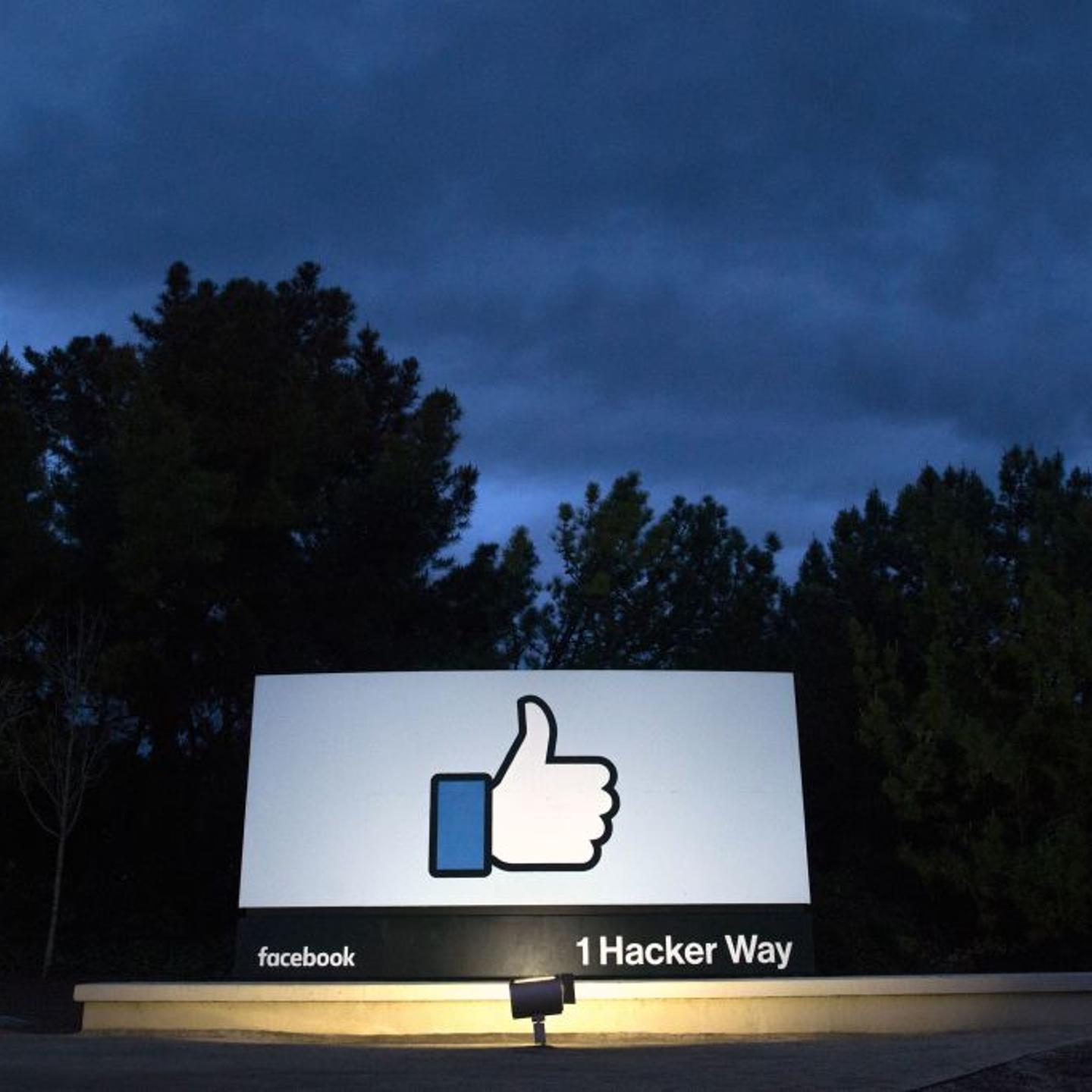 Facebook's corporate headquarters entrance sign