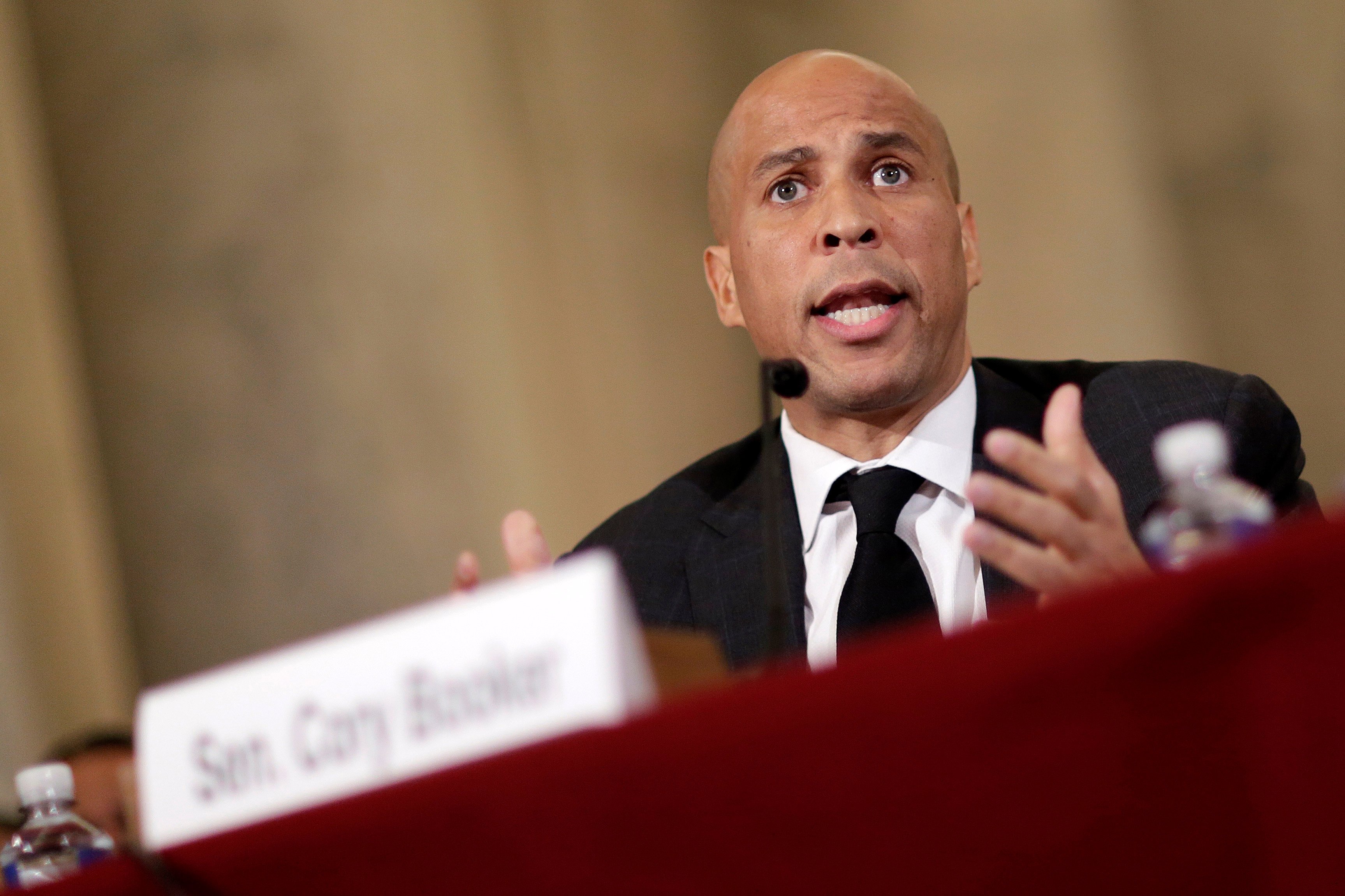 Senator Booker testifies to the Senate Judiciary Committee during the second day of confirmation hearings on Senator Sessions' nomination to be U.S. attorney general in Washington.
