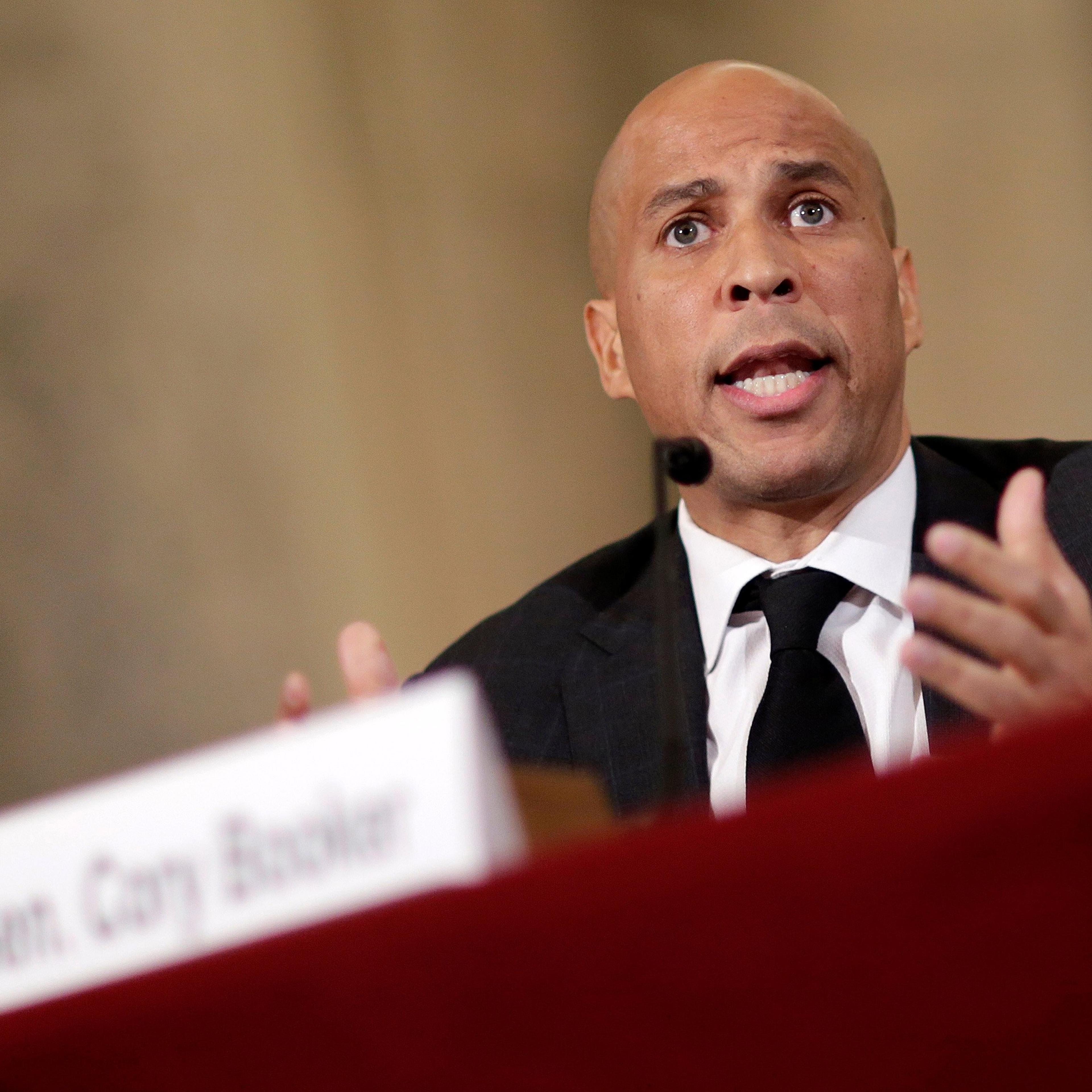 Senator Booker testifies to the Senate Judiciary Committee during the second day of confirmation hearings on Senator Sessions' nomination to be U.S. attorney general in Washington.