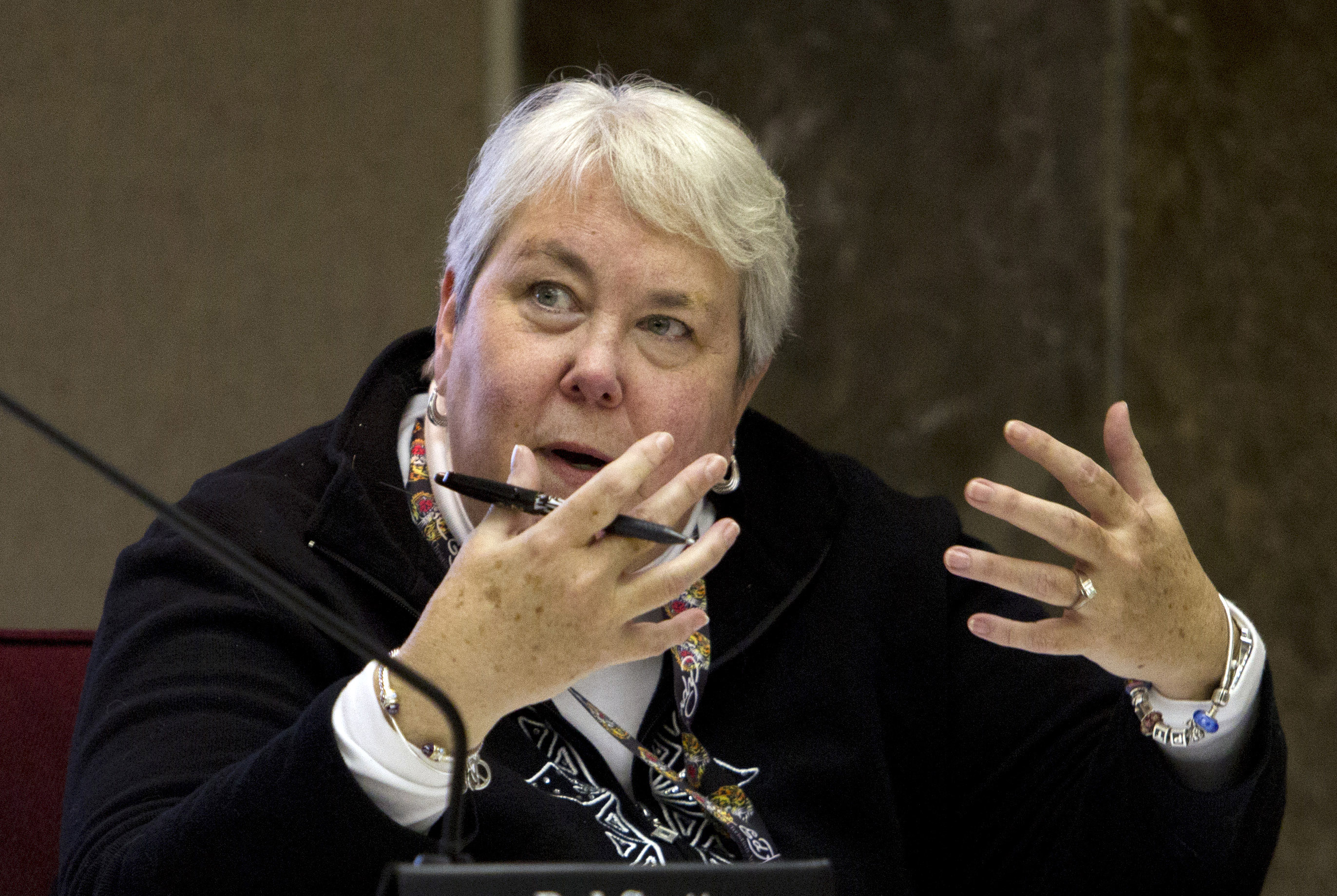 Rep. Patricia Todd, of Birmingham, Ala. discusses a bill during a House Ways and Means Committee meeting in Montgomery, Ala. on Jan. 15, 2014.