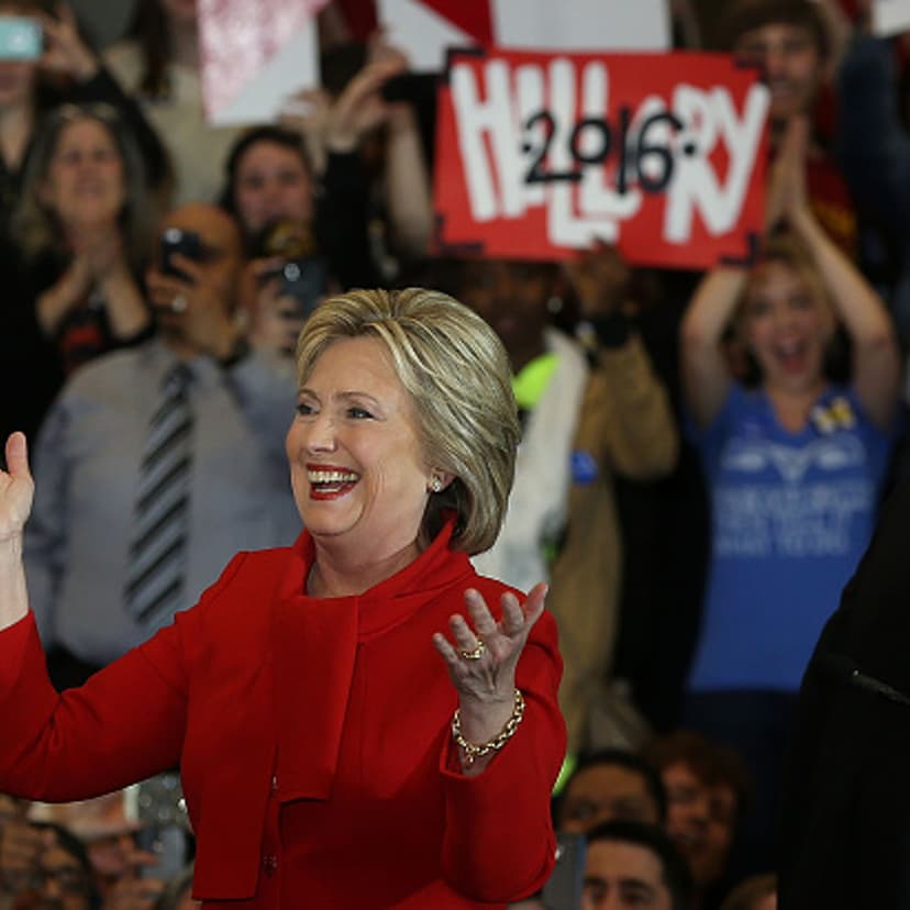 Democratic presidential candidate former Secretary of State Hillary Clinton greets supporters during her caucus night event in the Olmsted Center at Drake University in Des Moines, Iowa, on Feb. 1, 2016.