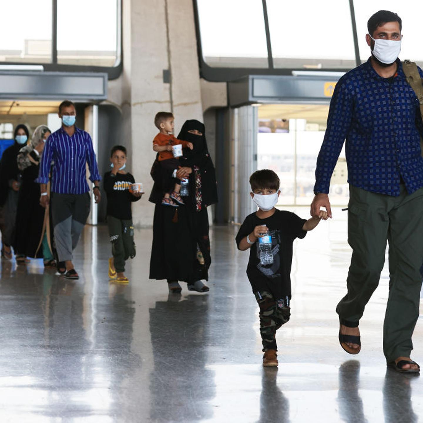 Afghan Refugees Arrive At Dulles Airport Outside Nation's Capital