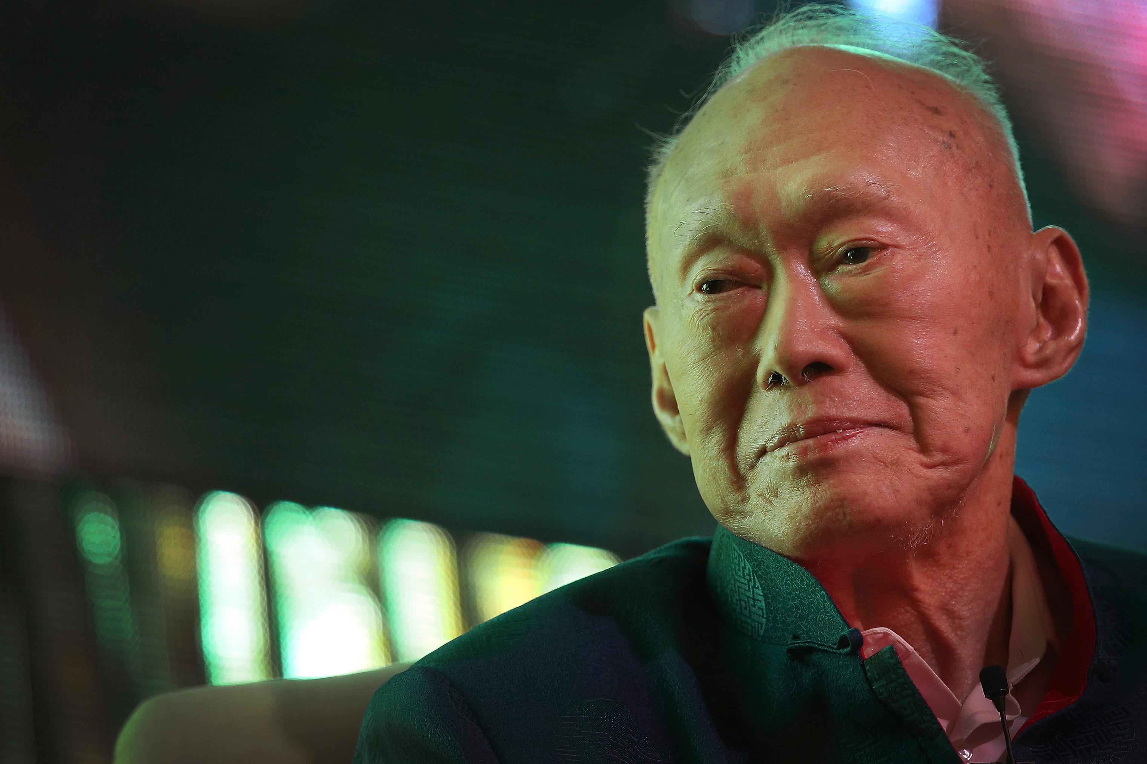 Singapore's former Prime Minister Lee Kuan Yew on March 20, 2013 in Singapore