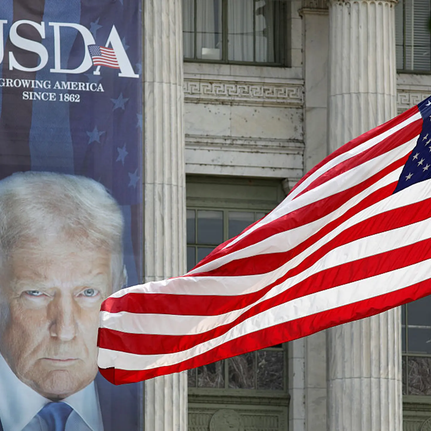 Banner Of President Donald Trump At U.S. Department of Agriculture