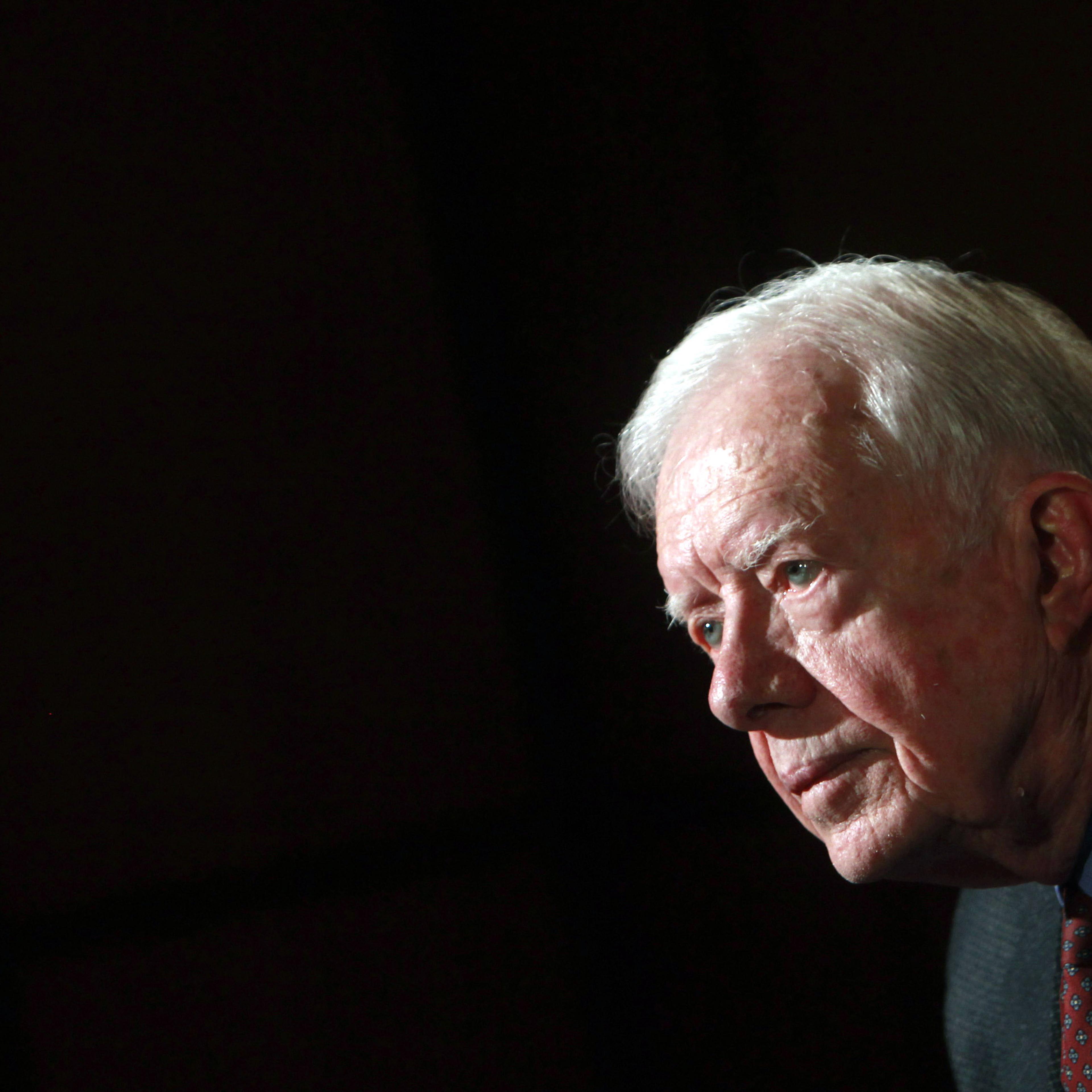 Former U.S. President Jimmy Carter attends an interview with Reuters in Cairo on Jan. 12, 2012.