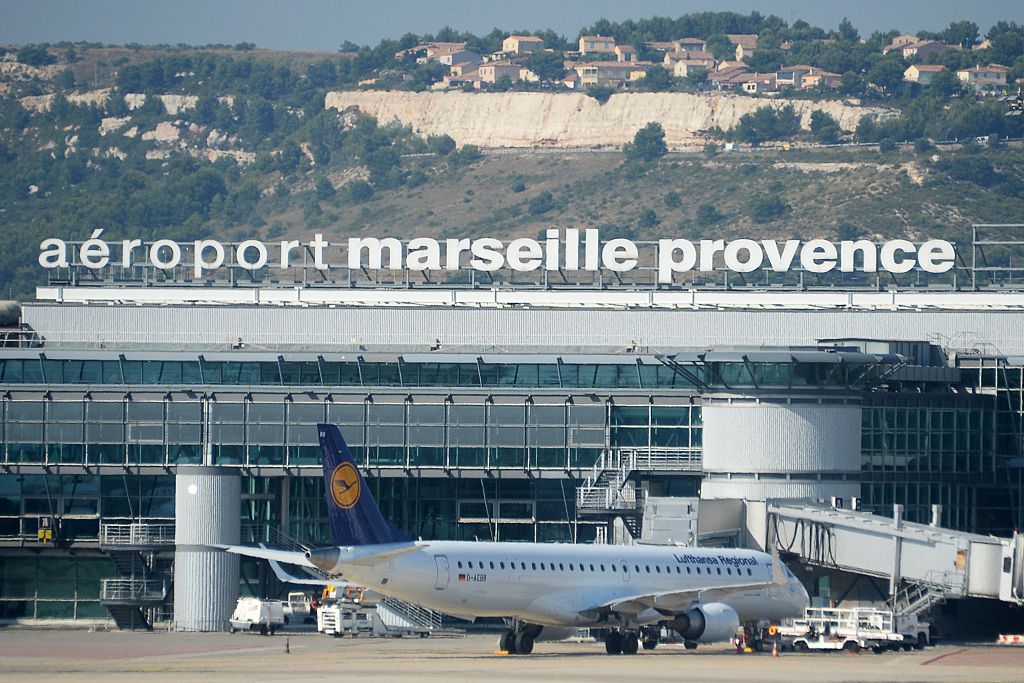 Aerial view of the Marseille-Provence airport in Marignane. 