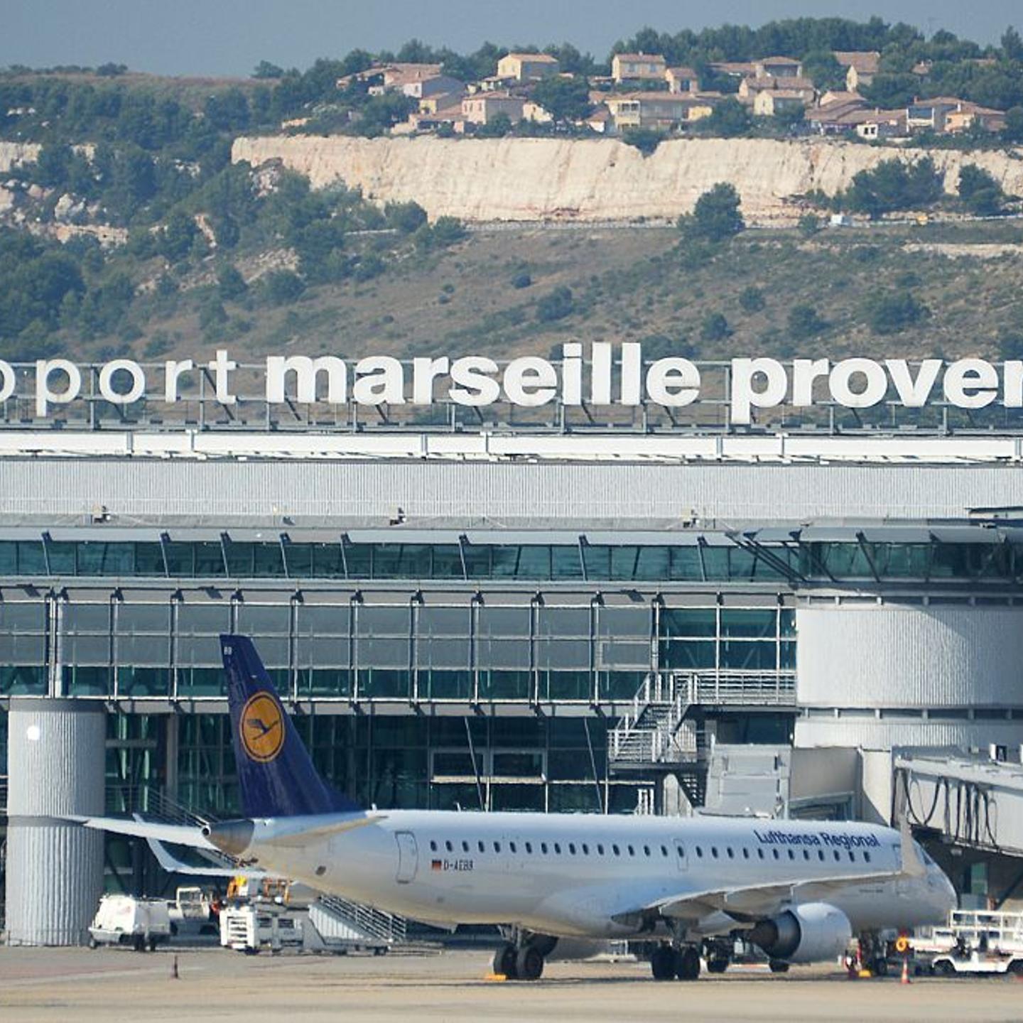 Aerial view of the Marseille-Provence airport in Marignane.