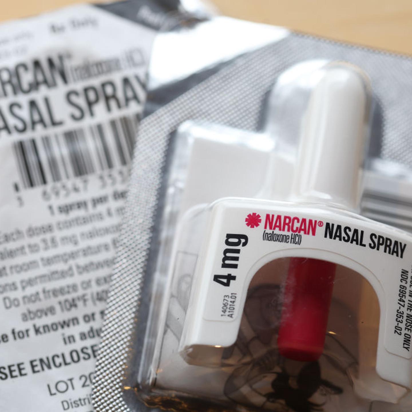 A package of Narcan nasal spray in San Francisco, on March 29, 2023.
